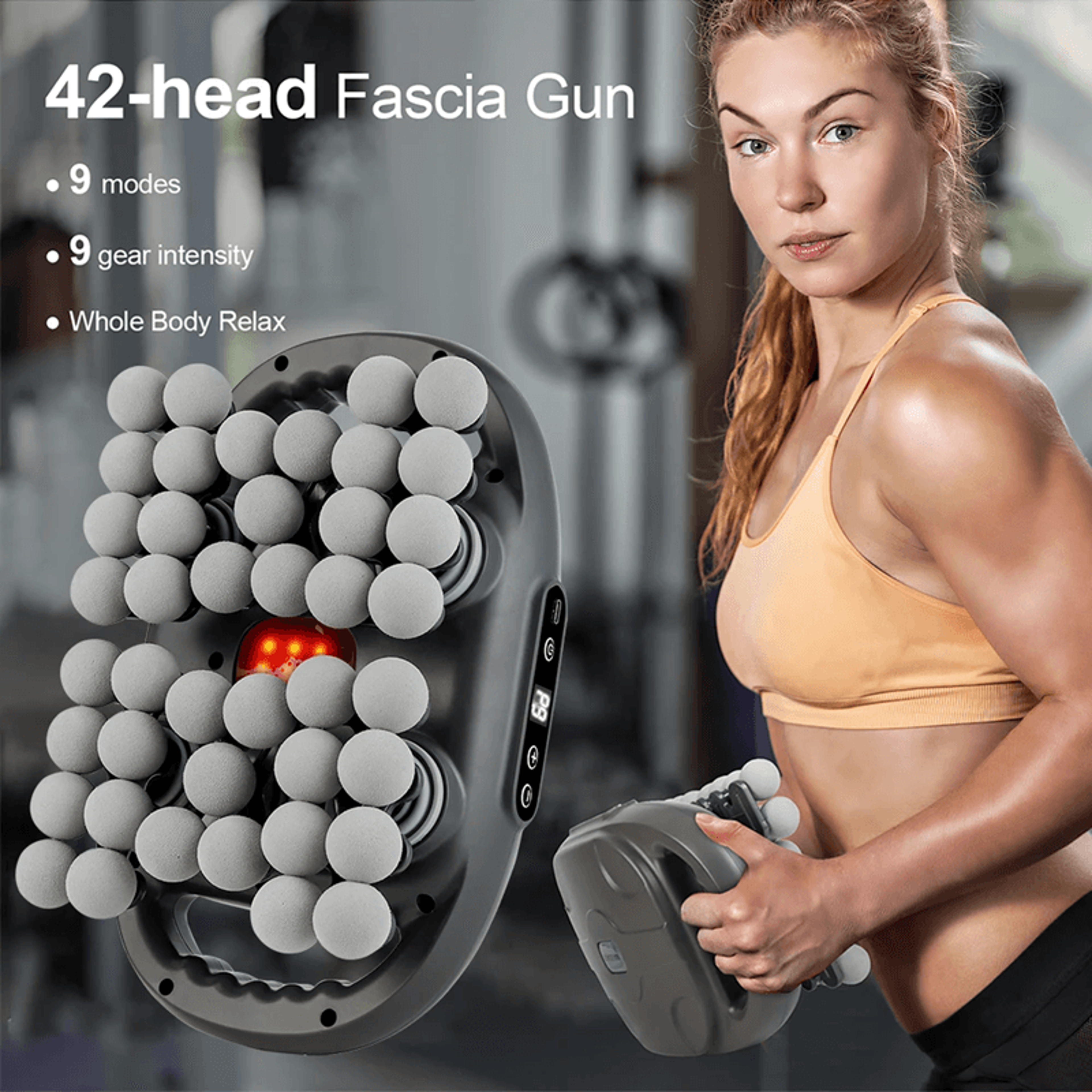 high frequency massage gun with 42 heads for deep tissue and muscle relief