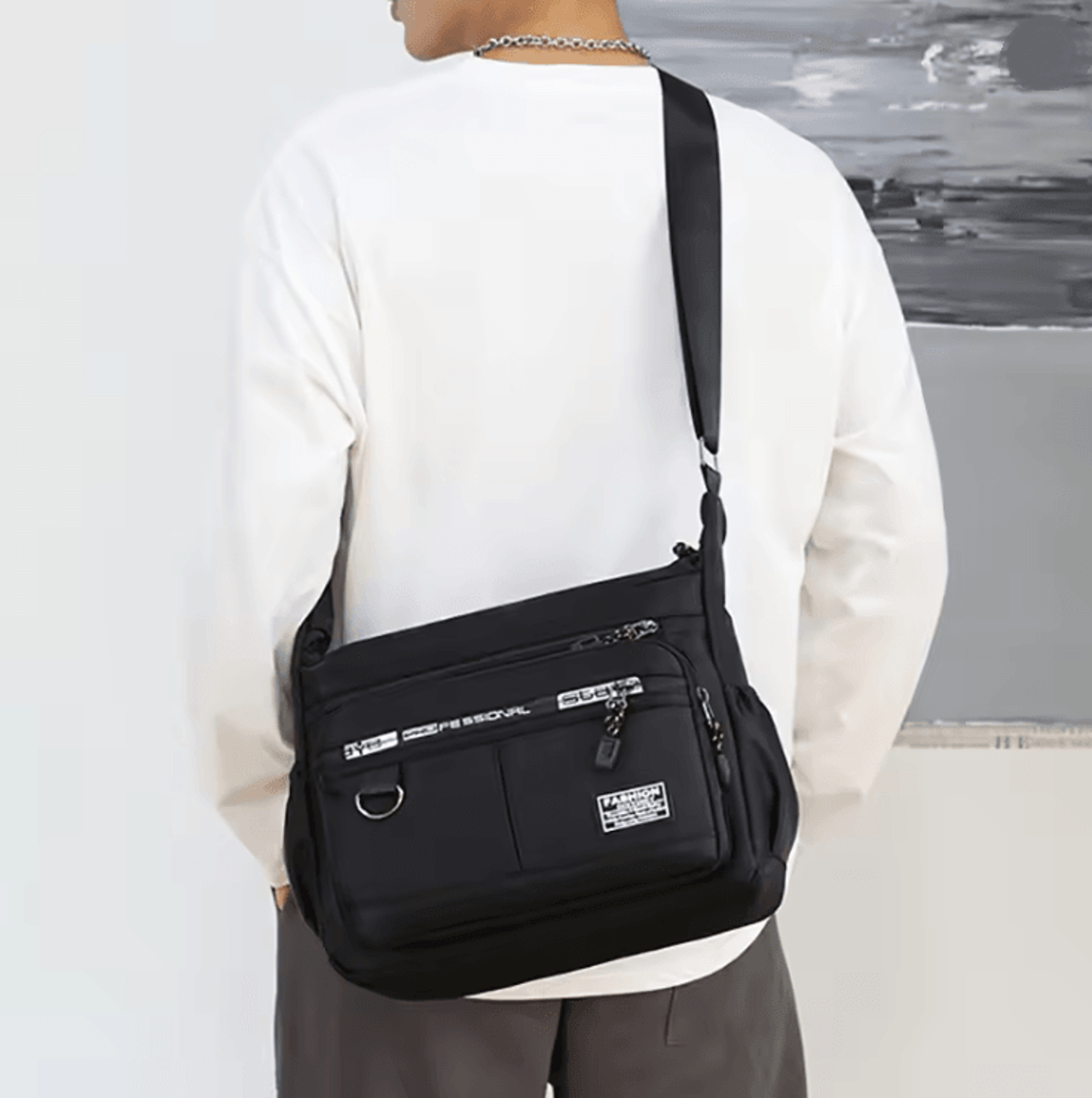 oxford shoulder bag for men large capacity casual crossbody messenger bag
