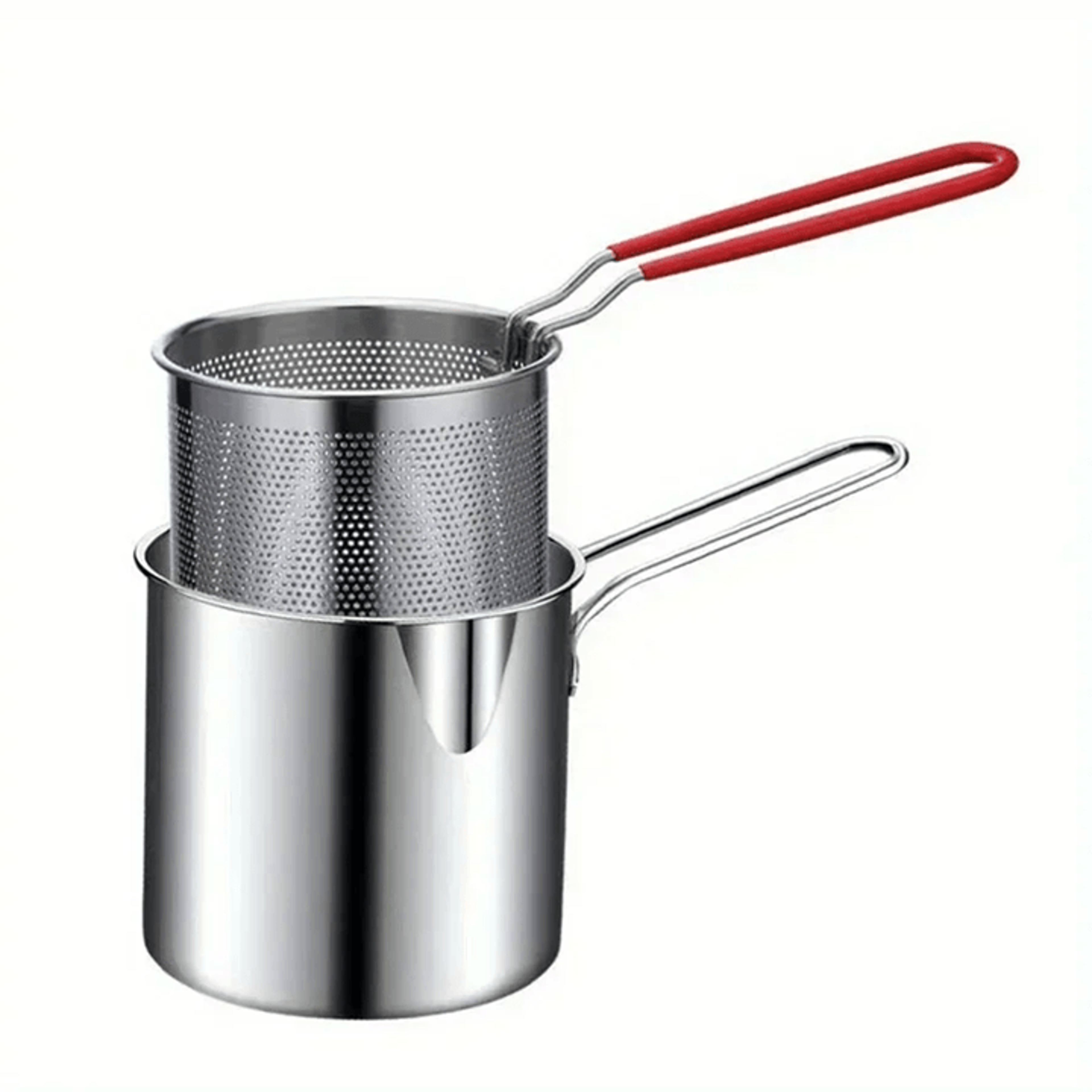 stainless steel deep fryer pot with filter screen for french fries and chicken