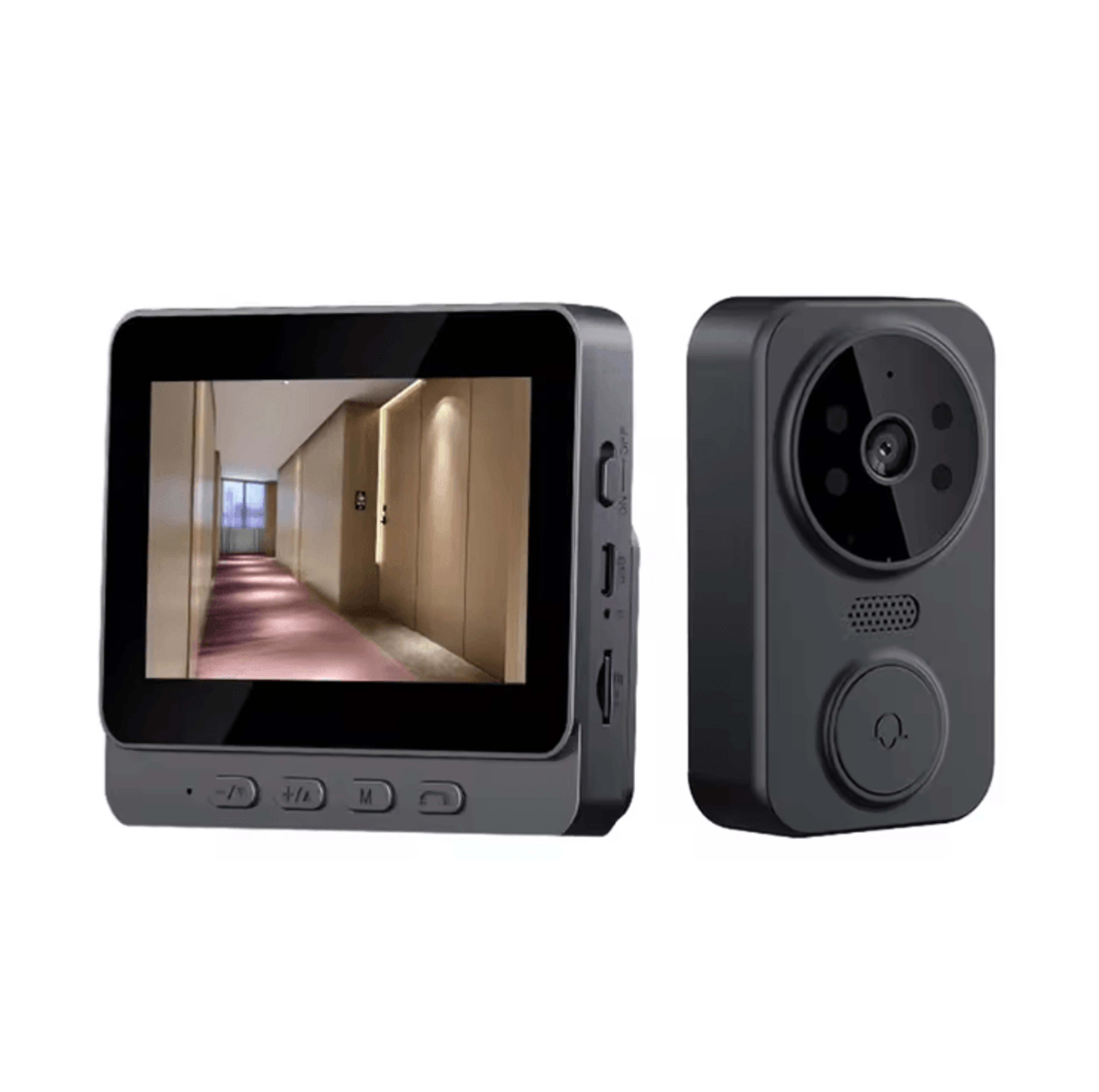 wireless video doorbell with 4.3 inch ips screen and two way intercom