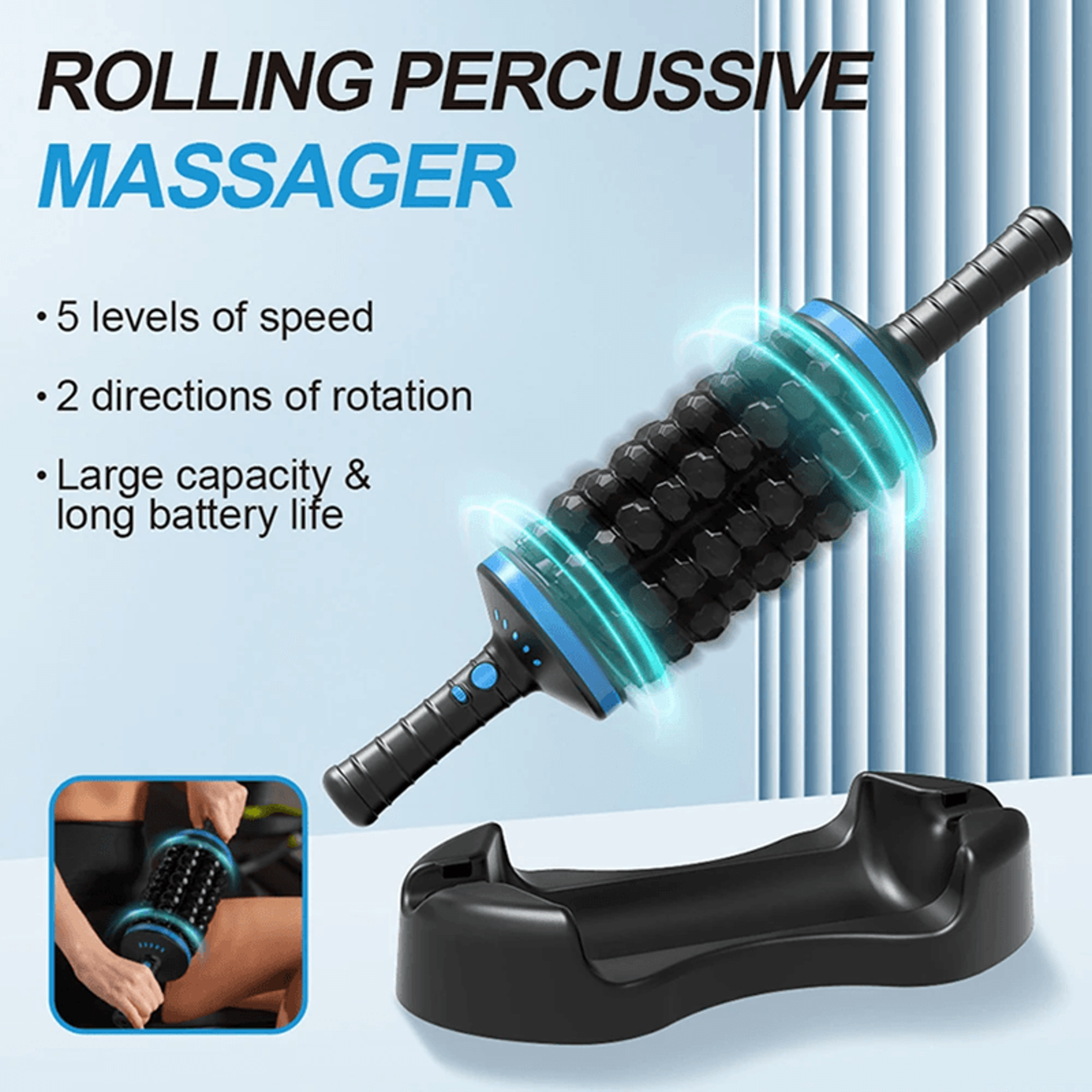 cordless roller body massager with rechargeable 360 percussive therapy
