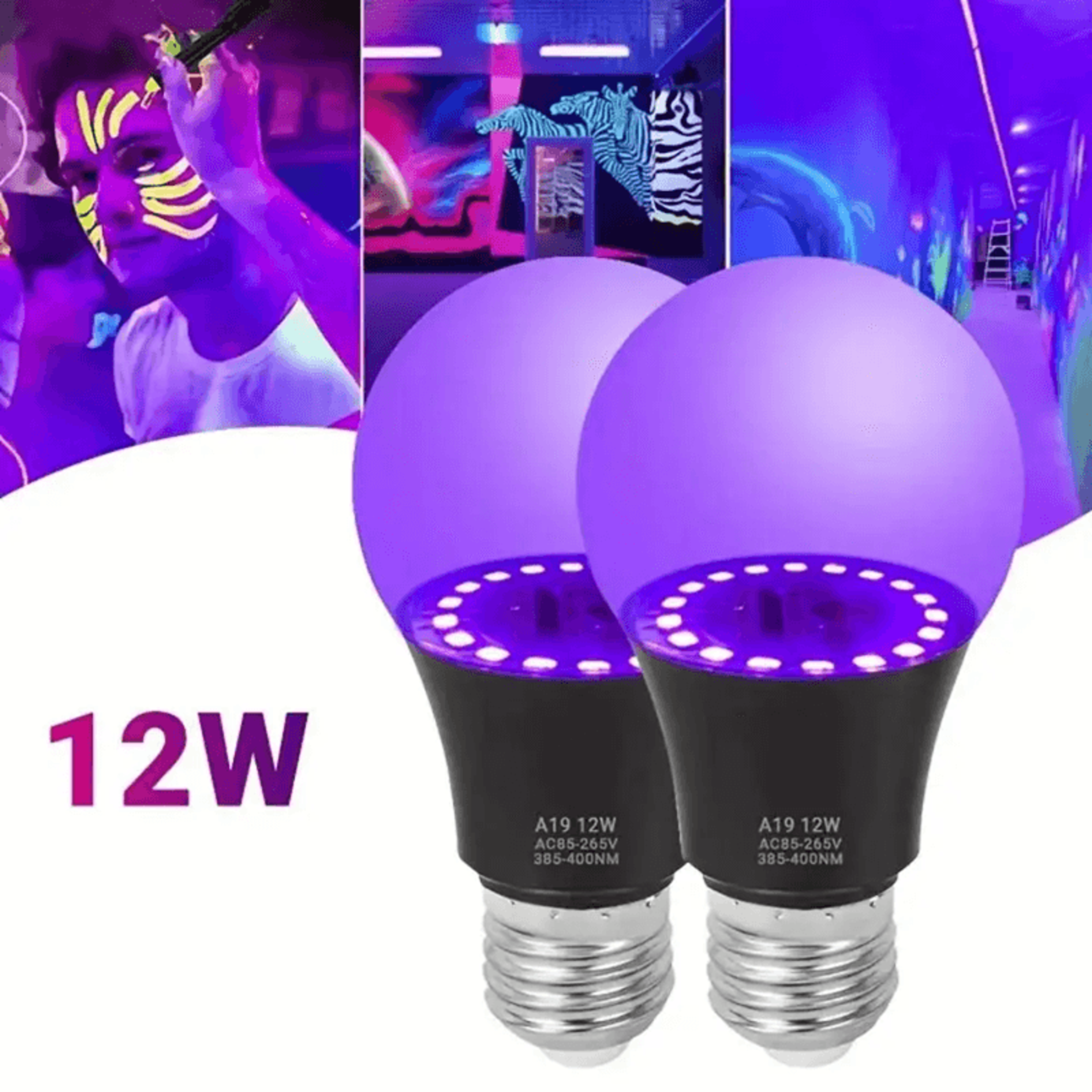 uv purple led light bulb 12w fluorescent glow party decoration light