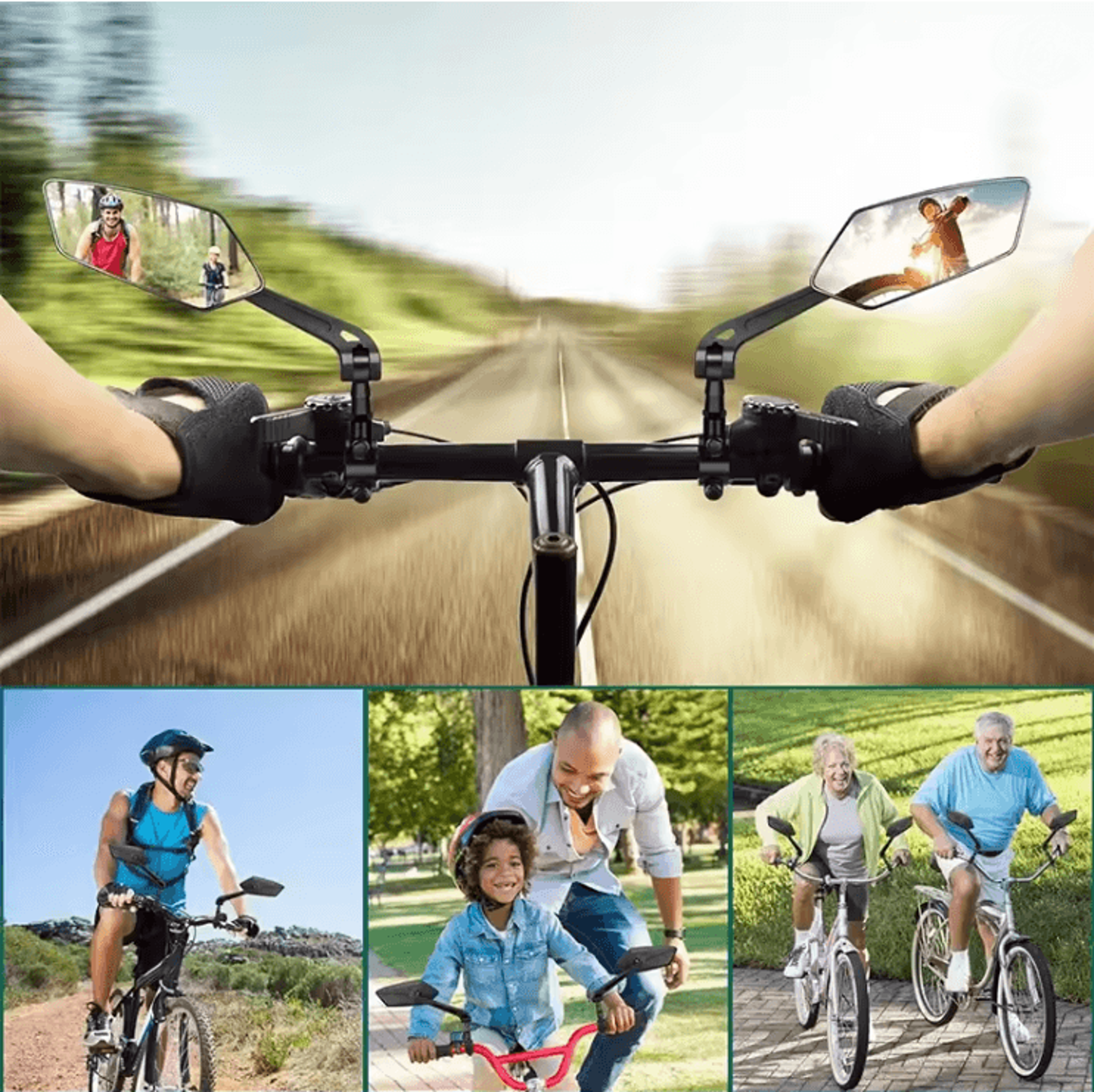 clearview 360 rotatable bike rear view mirror for handlebar safety and wide visibility