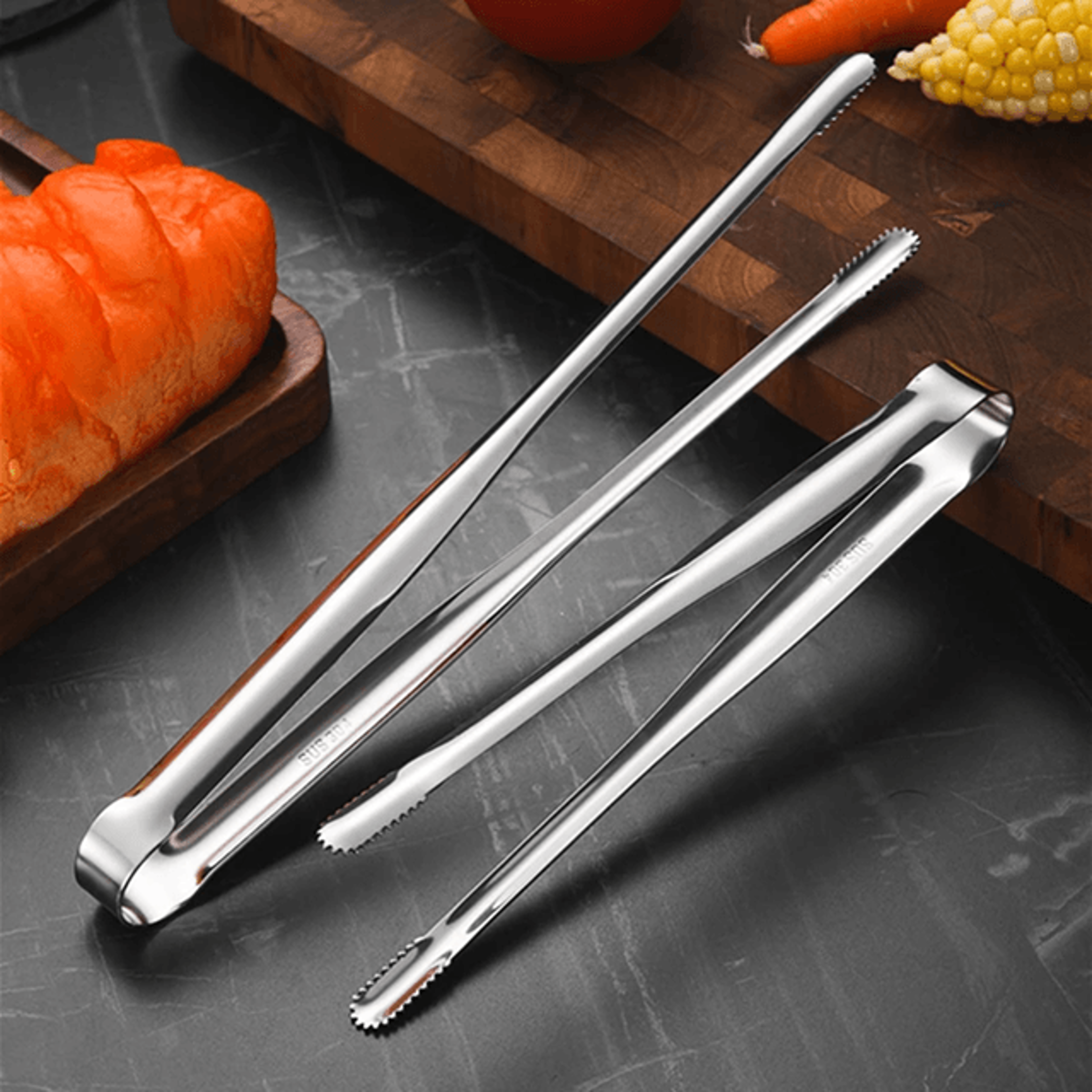 grillmaster stainless steel bbq tongs with non slip handle for cooking and serving