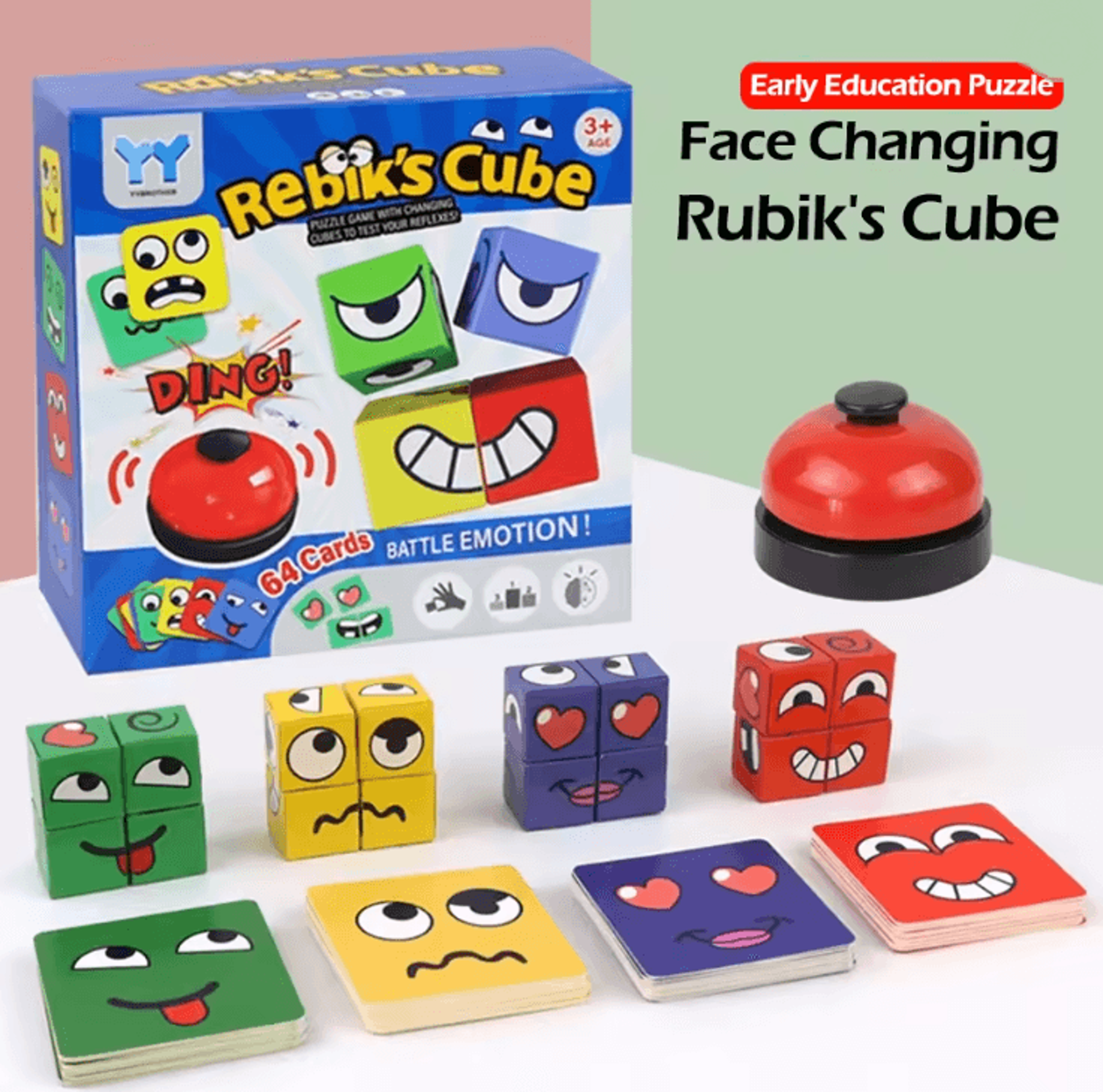expresscube kids face expression puzzle building blocks montessori learning toy