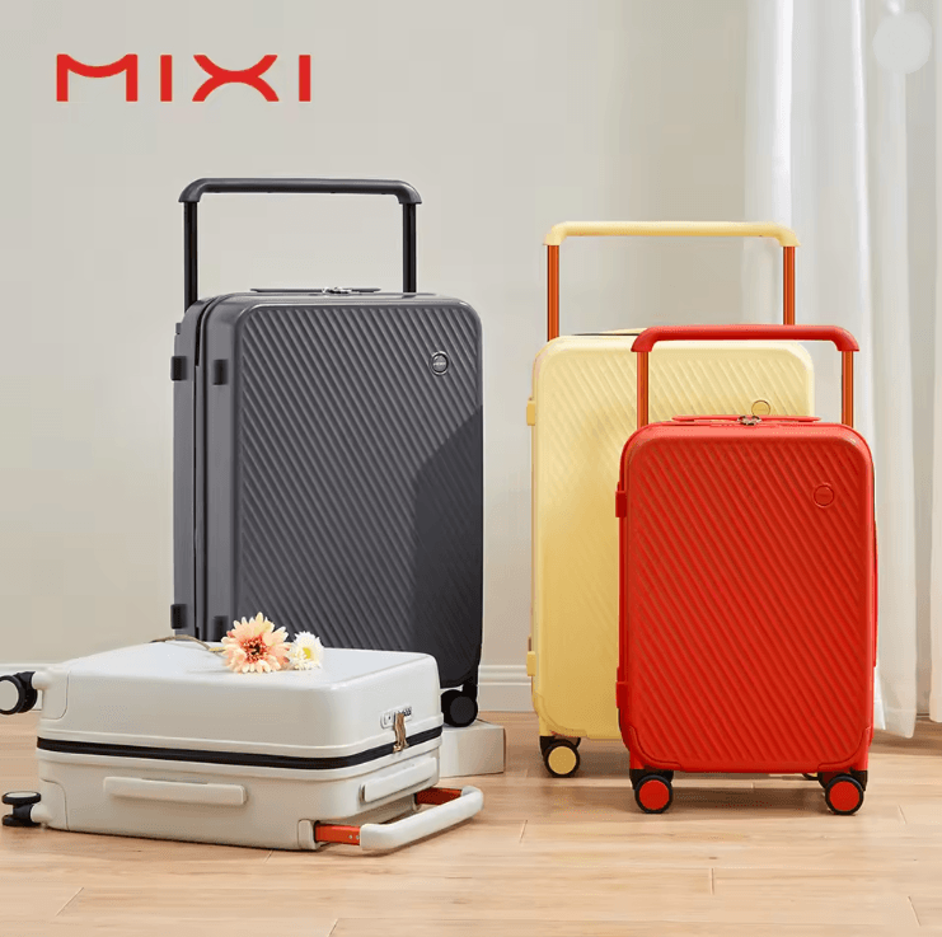 mixi wide handle hardside luggage with spinner wheels and tsa lock