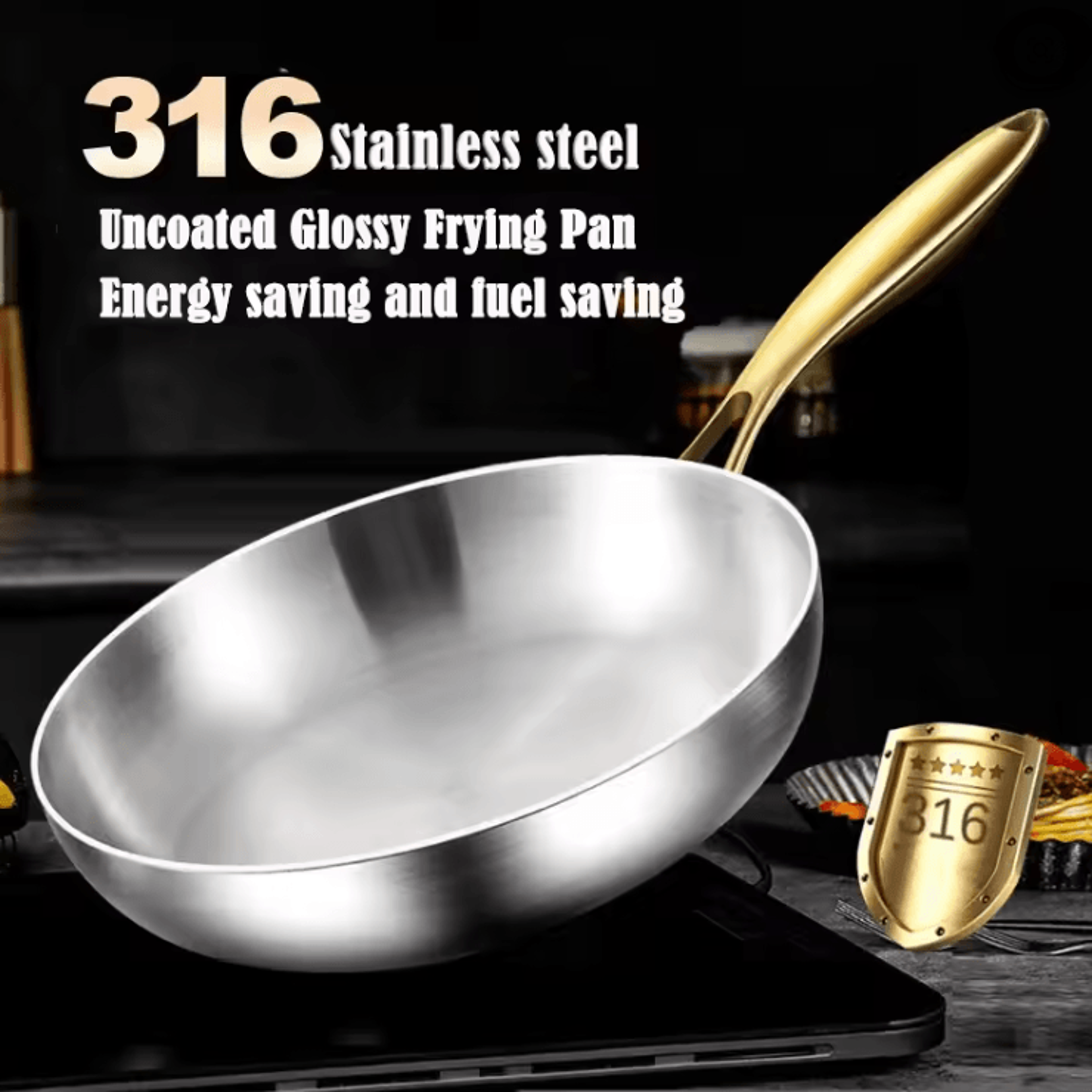 chefsteel 316 stainless steel nonstick frying pan