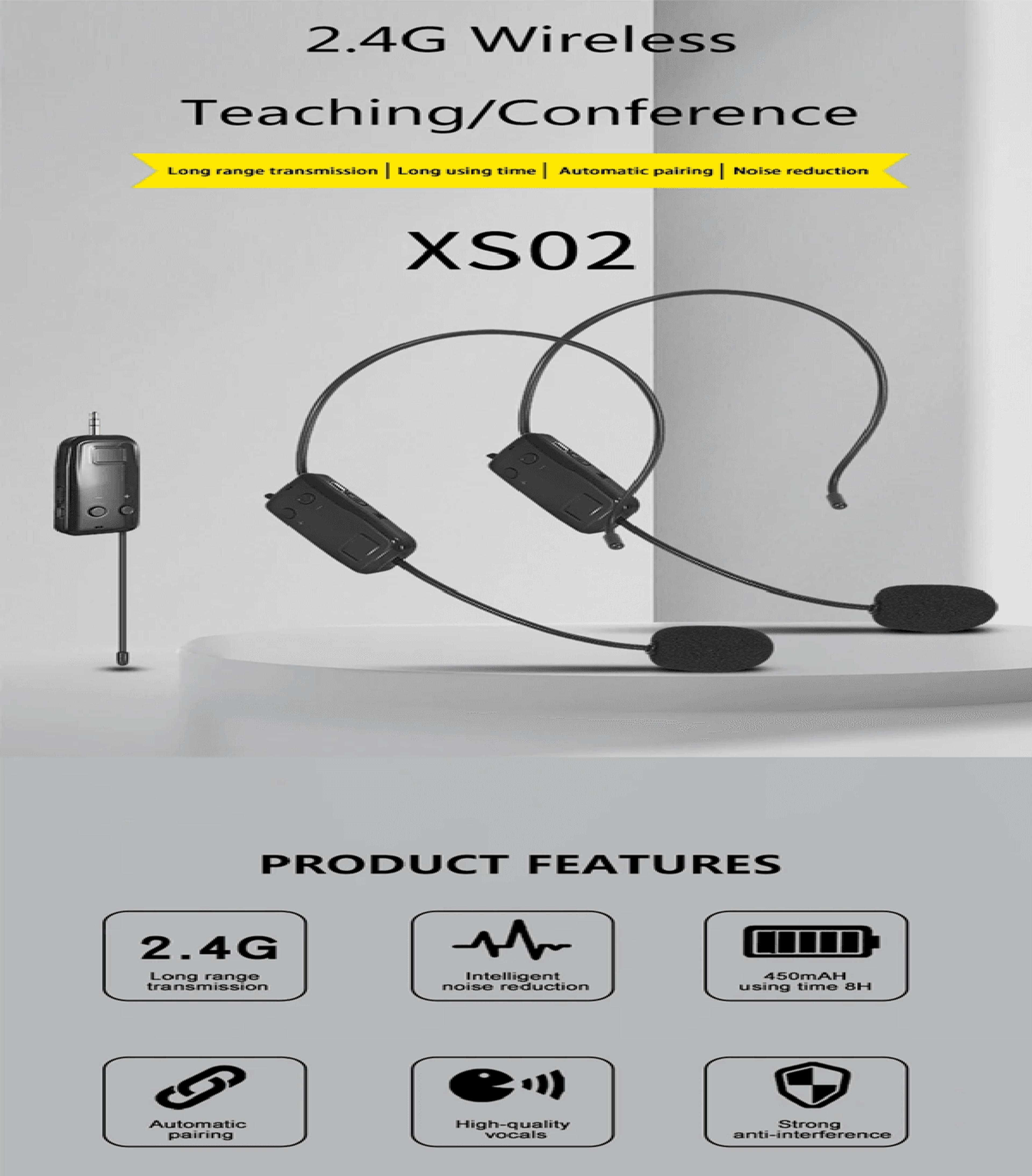 clearvoice 2.4g wireless headset microphone set