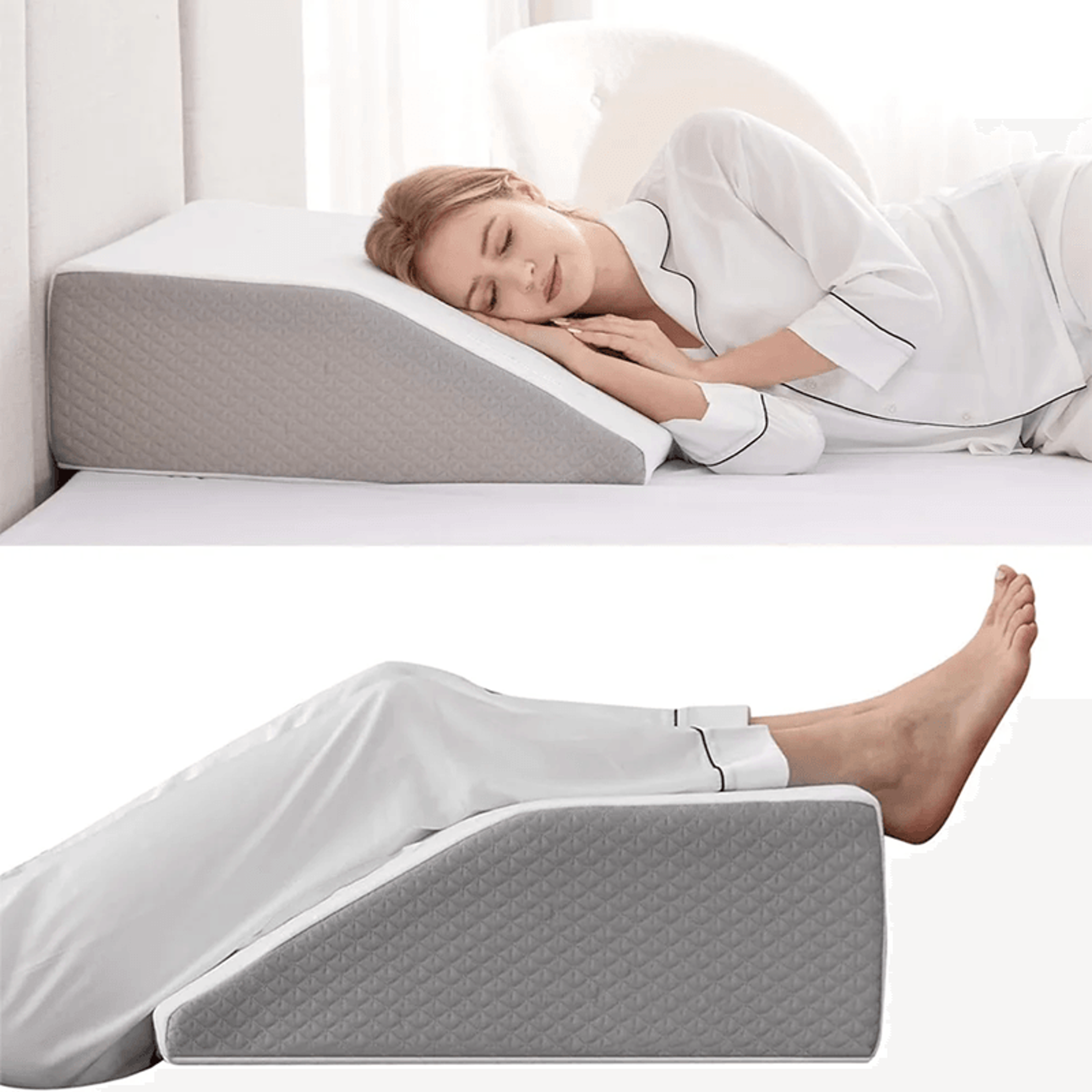 elevateease memory foam leg wedge pillow for sleeping and relaxation