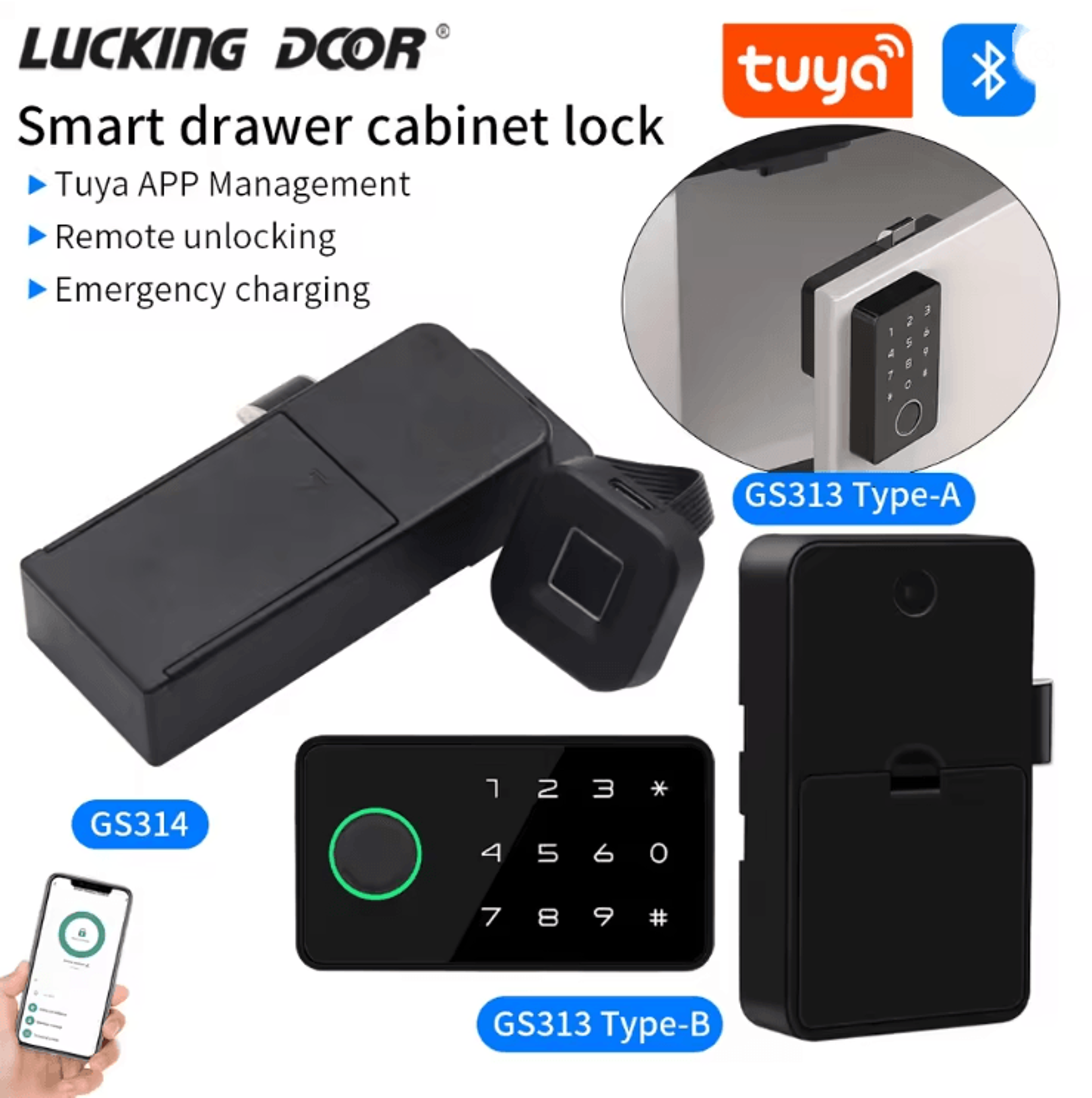 tuya smart fingerprint cabinet lock keyless security drawer and furniture lock