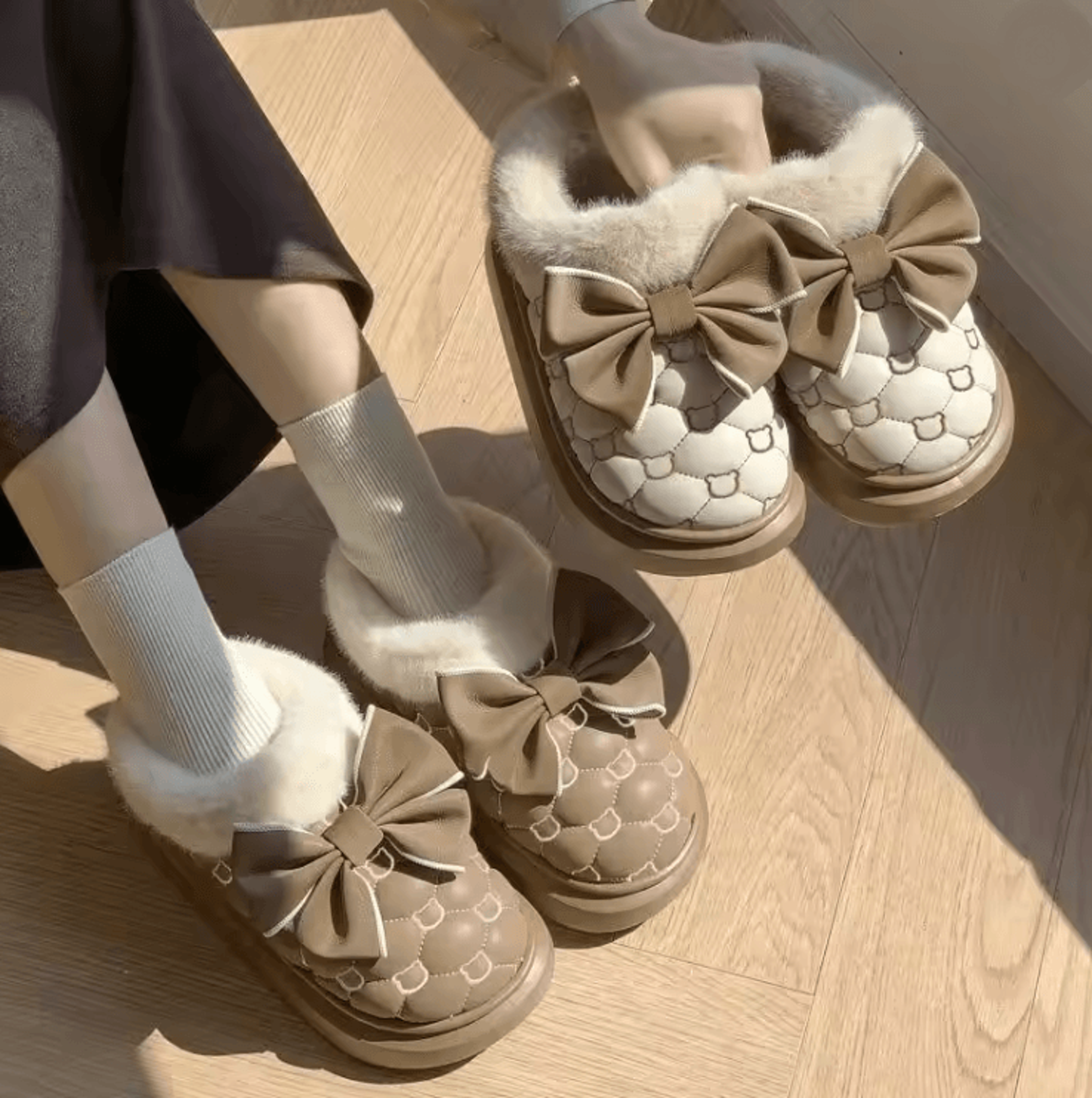 cozybow women platform ankle snow booties with fluffy lining