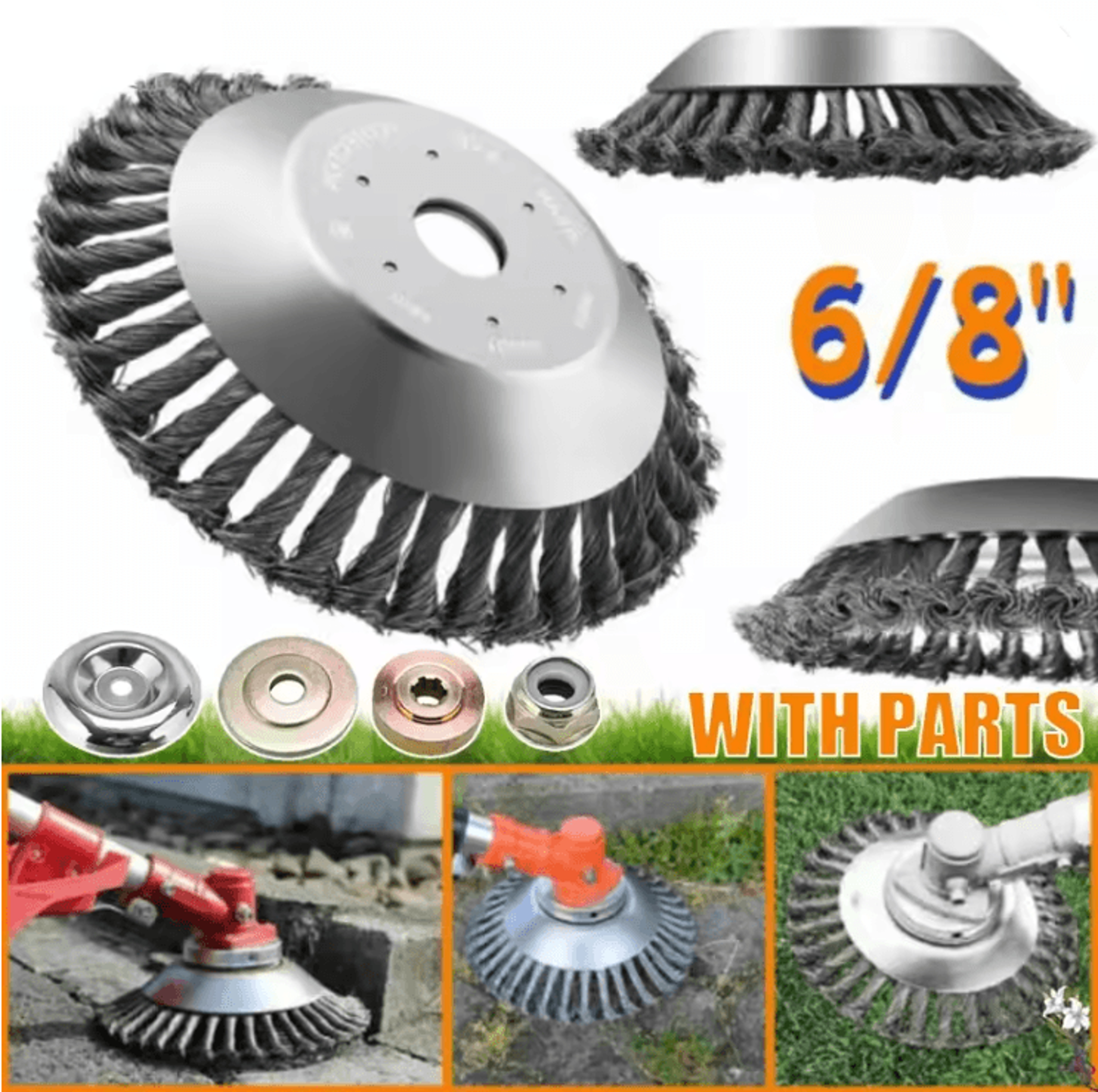 steelpro universal weed brush head for lawn mowers and grass trimmers