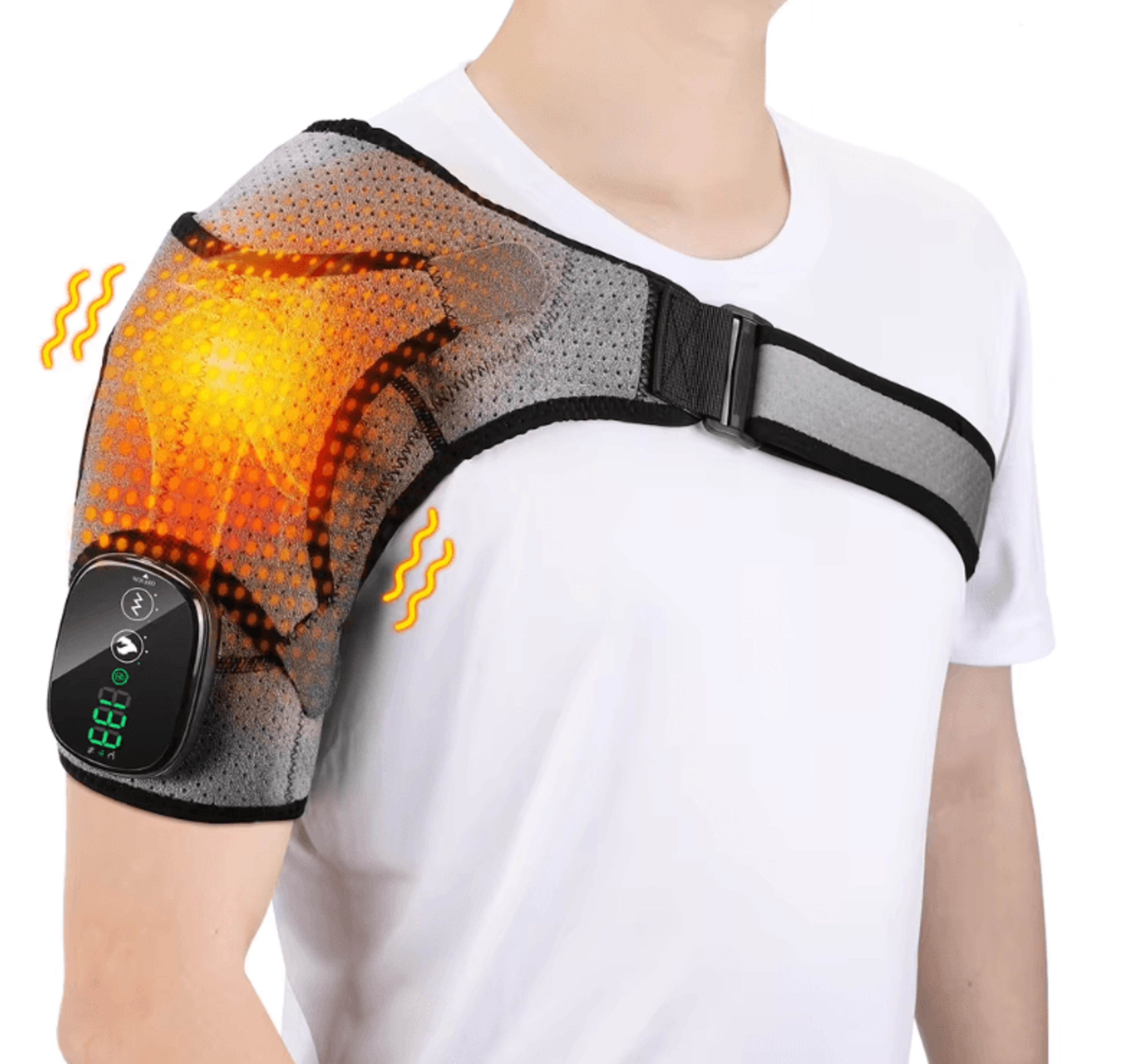 thermarelief heated shoulder massage brace with vibration therapy