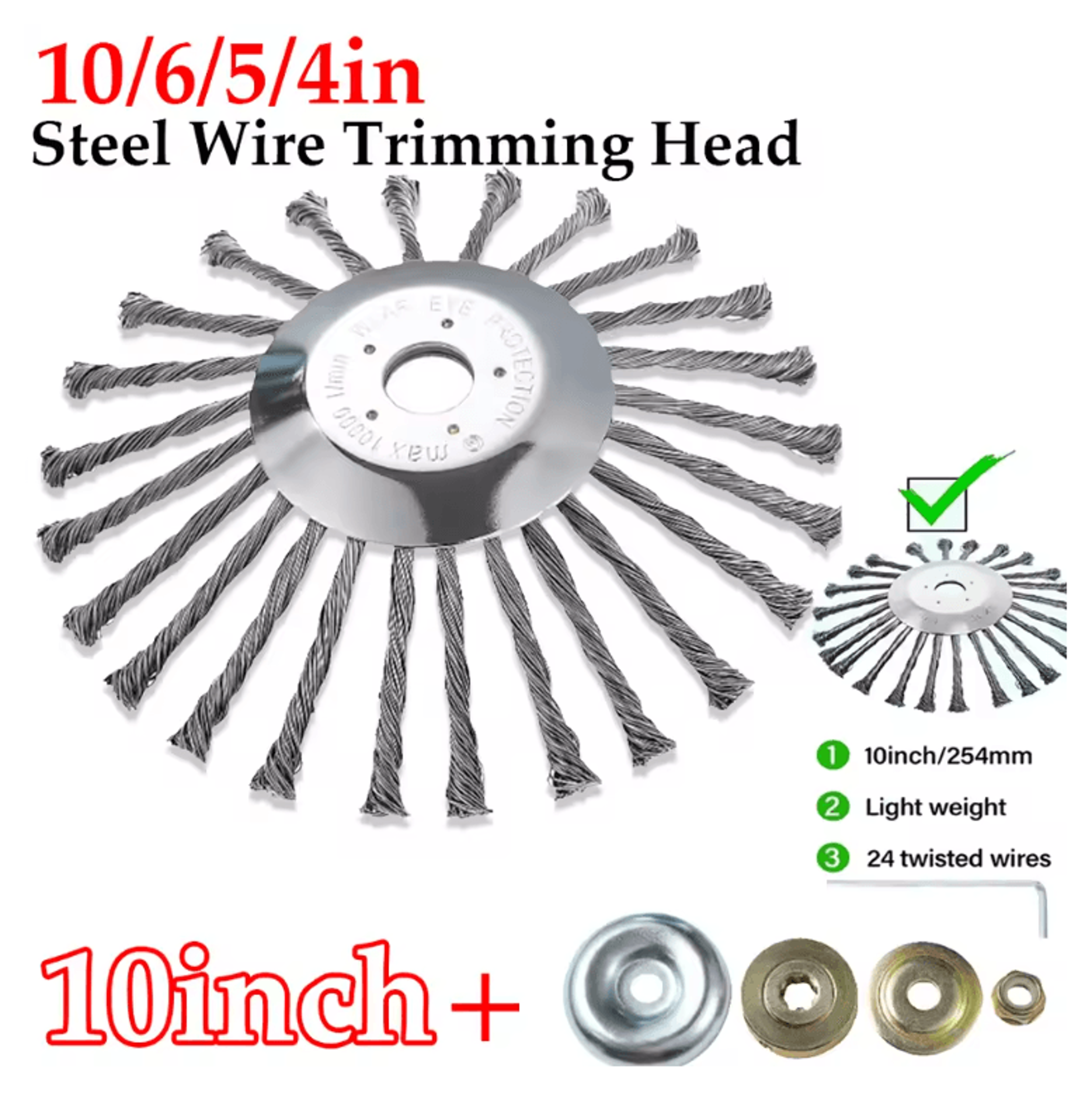 steelforce universal weed brush cutter head for lawn mowers and rust removal