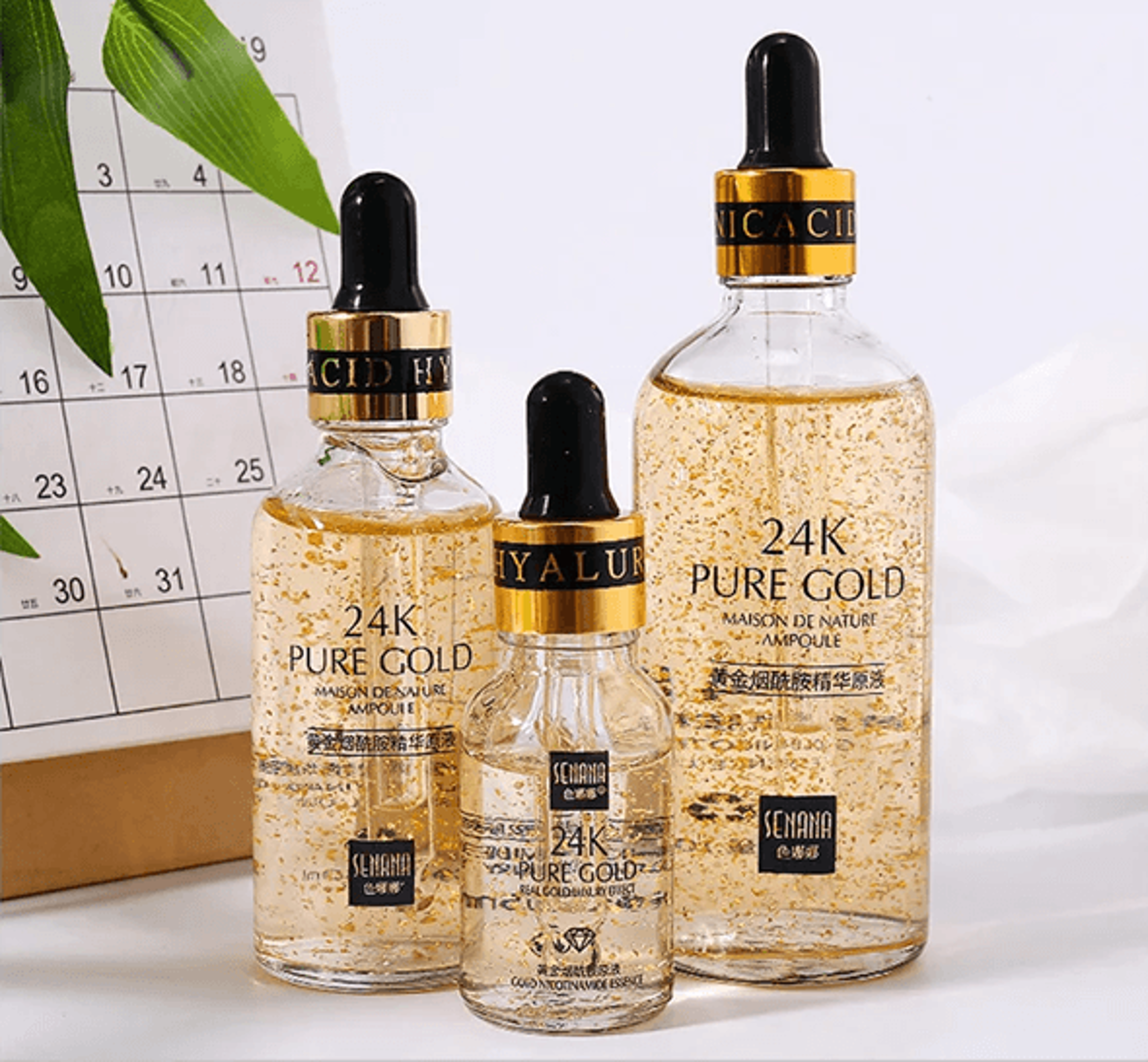 goldenglow 24k hyaluronic acid facial serum with niacinamide for brightening and firming