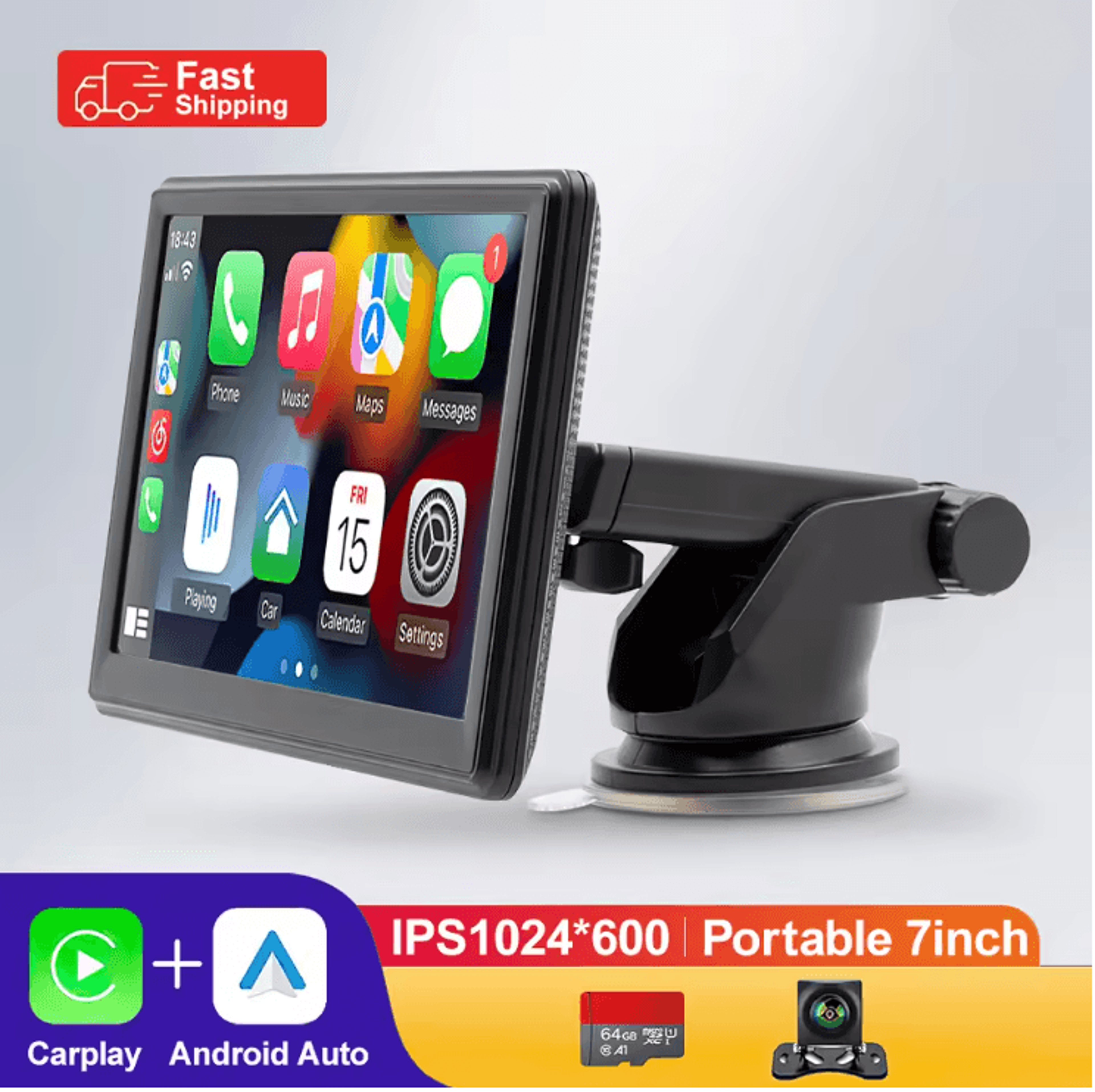 driveview 7 inch touch screen carplay android auto multimedia player with gps and rear camera