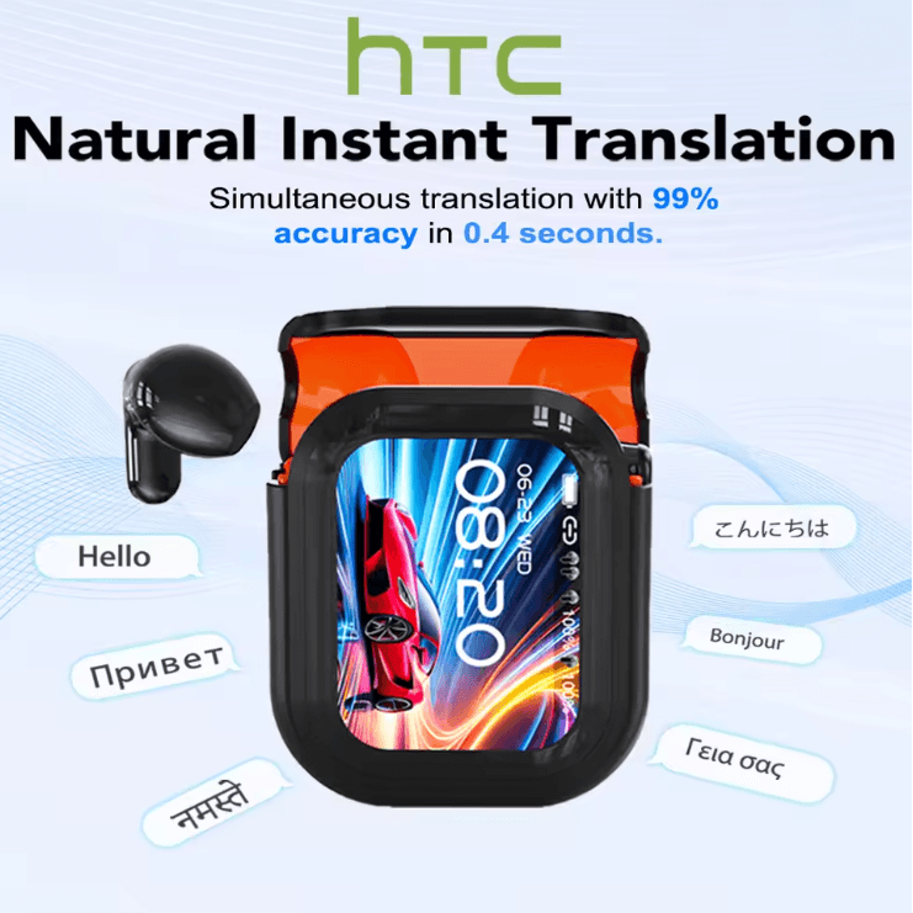 htc ne20 bluetooth translation earbuds with long battery life and waterproof design