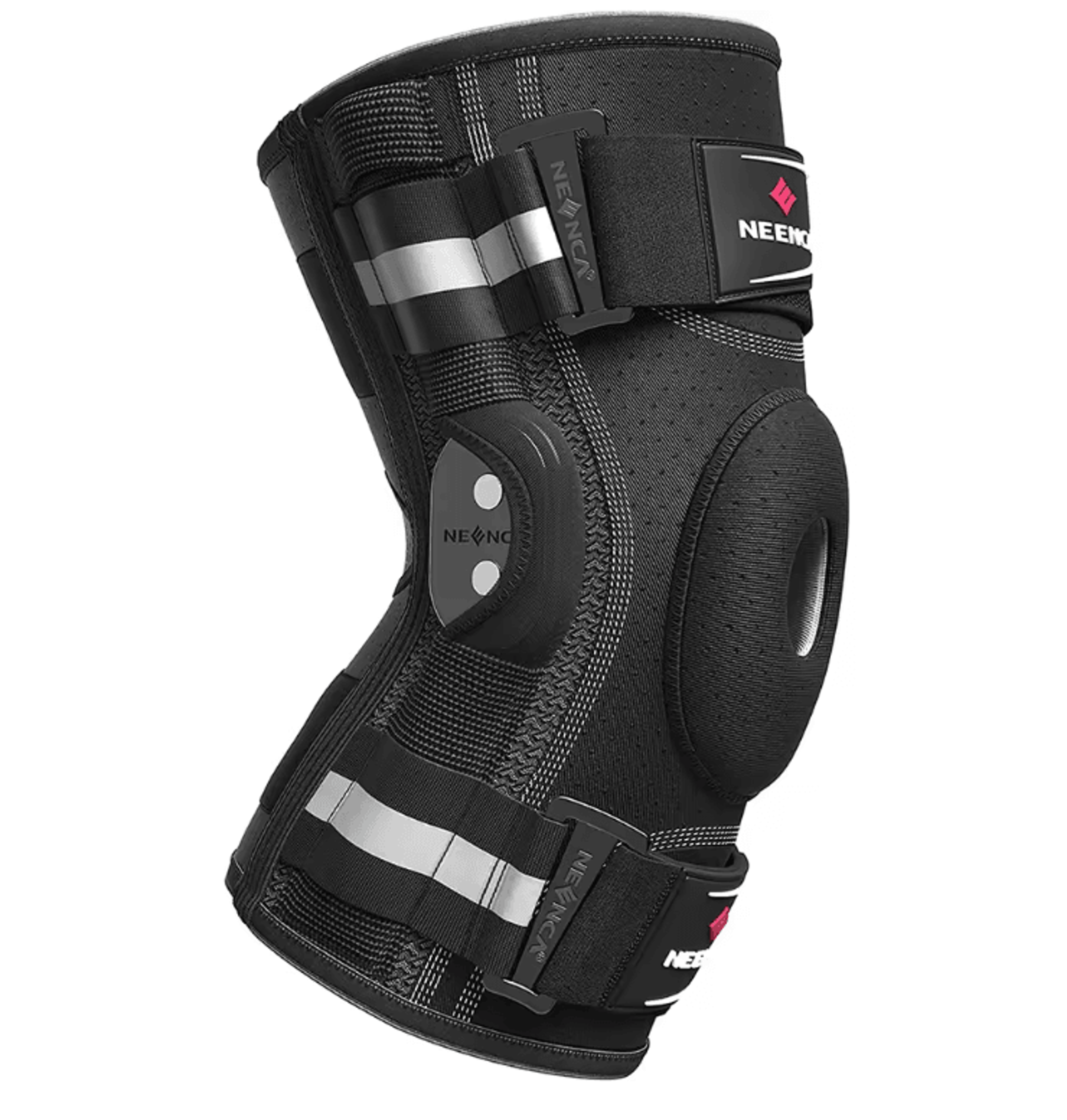 neenca hinged knee brace with copper stabilizers and patella gel support