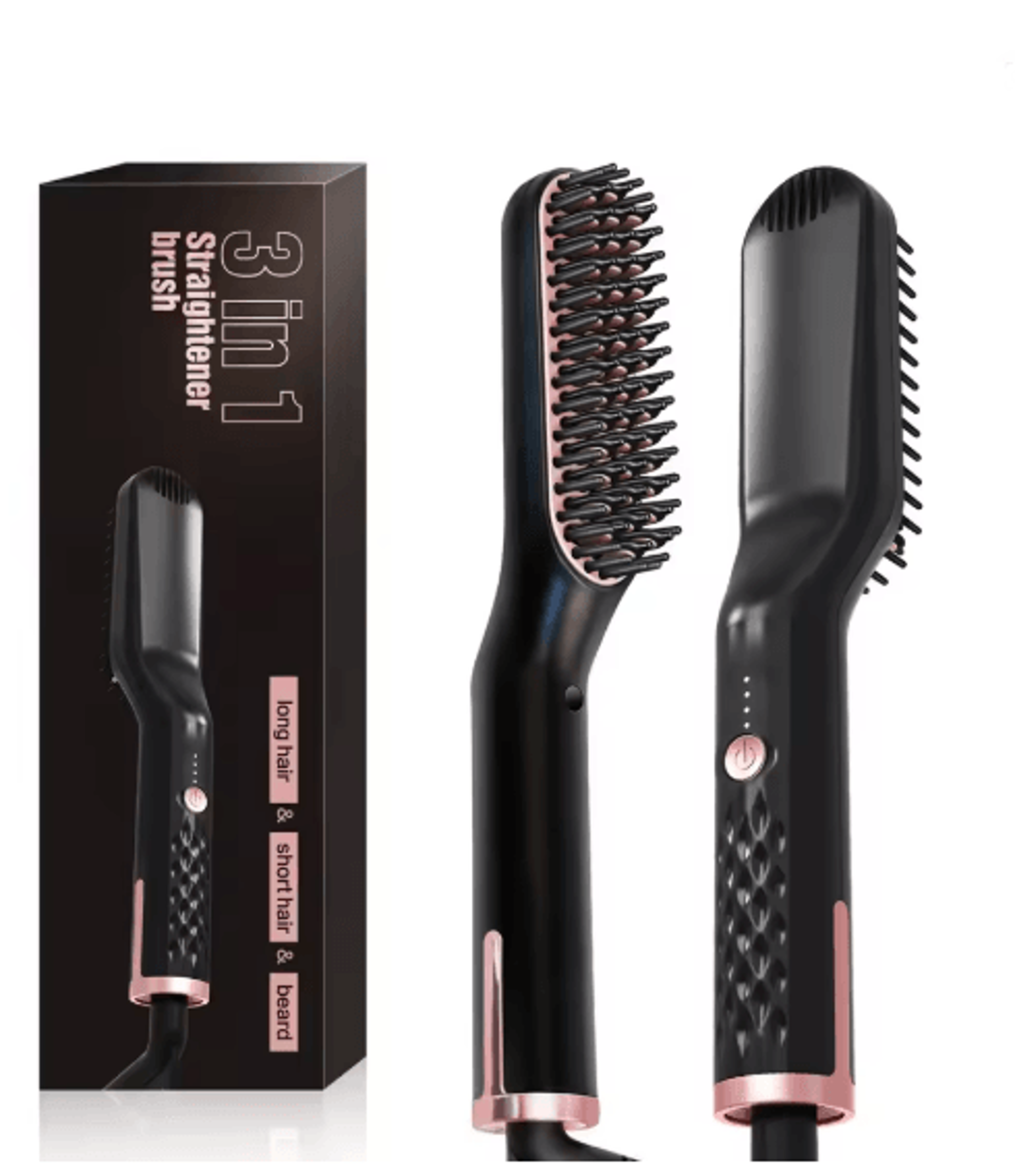 beardmaster pro ionic hair and beard straightening brush for men