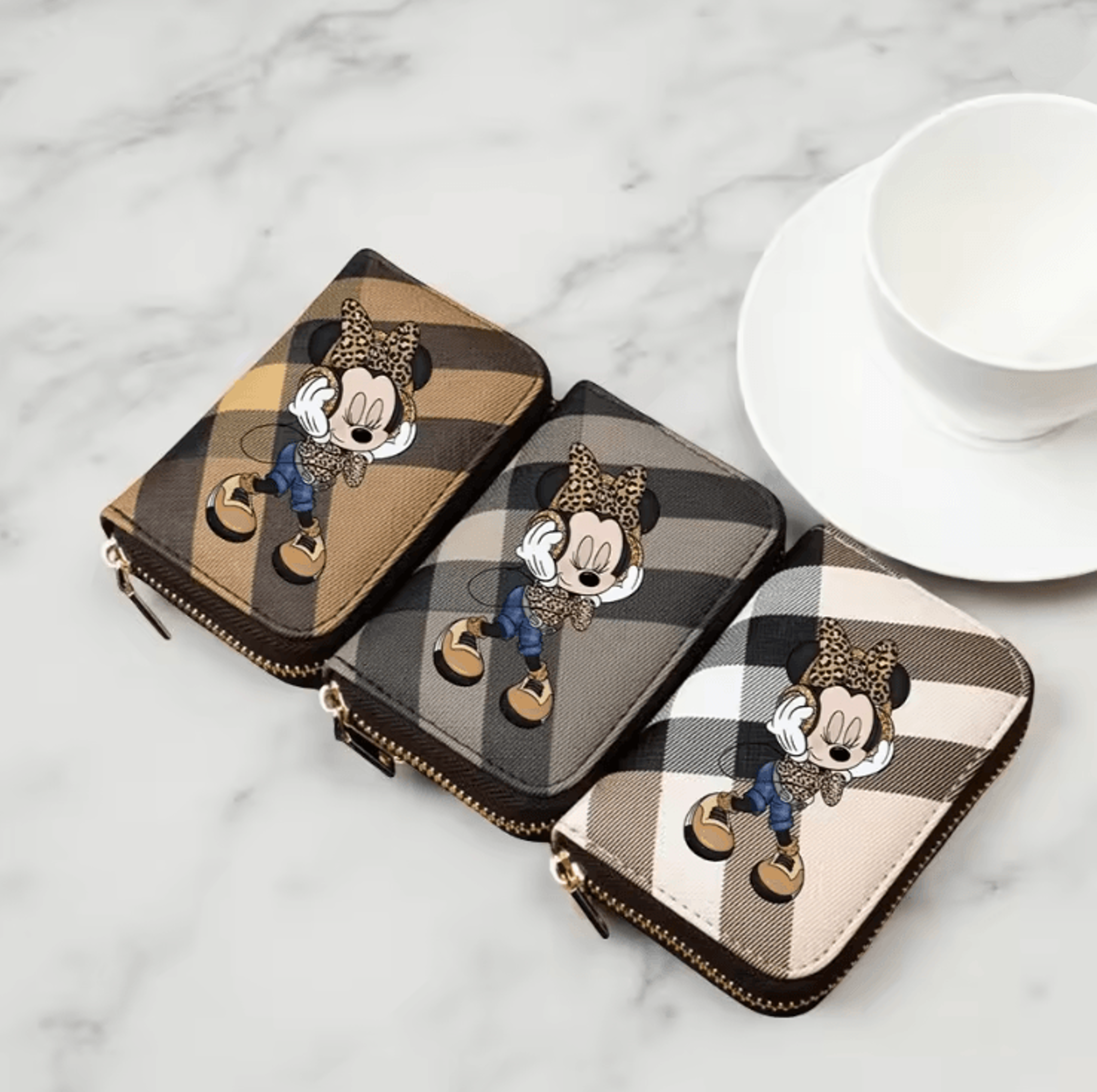 chicminnie plaid pattern pu leather wallet for women