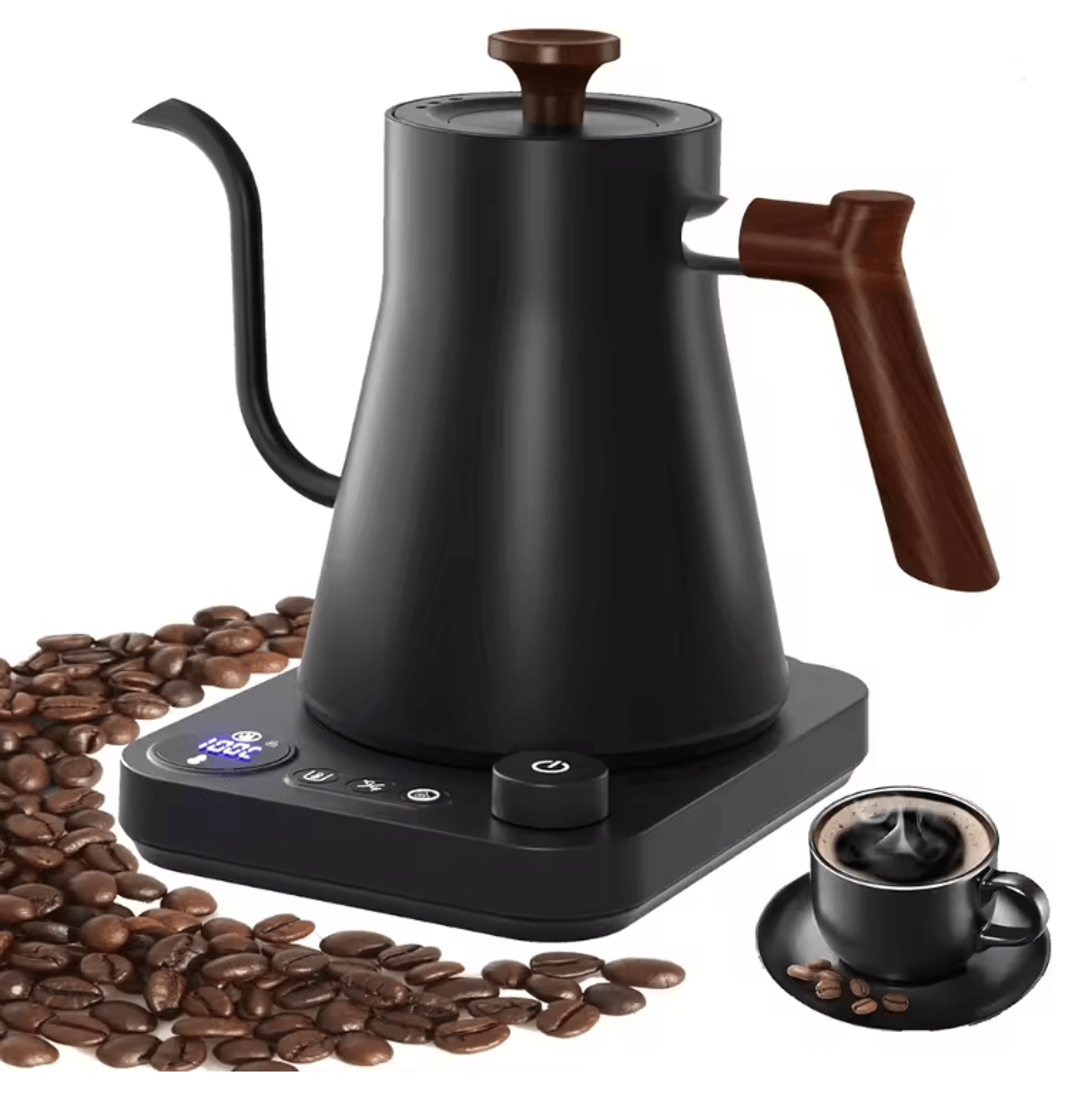 smartpour electric gooseneck kettle with temperature control and rapid heating for coffee and tea lovers