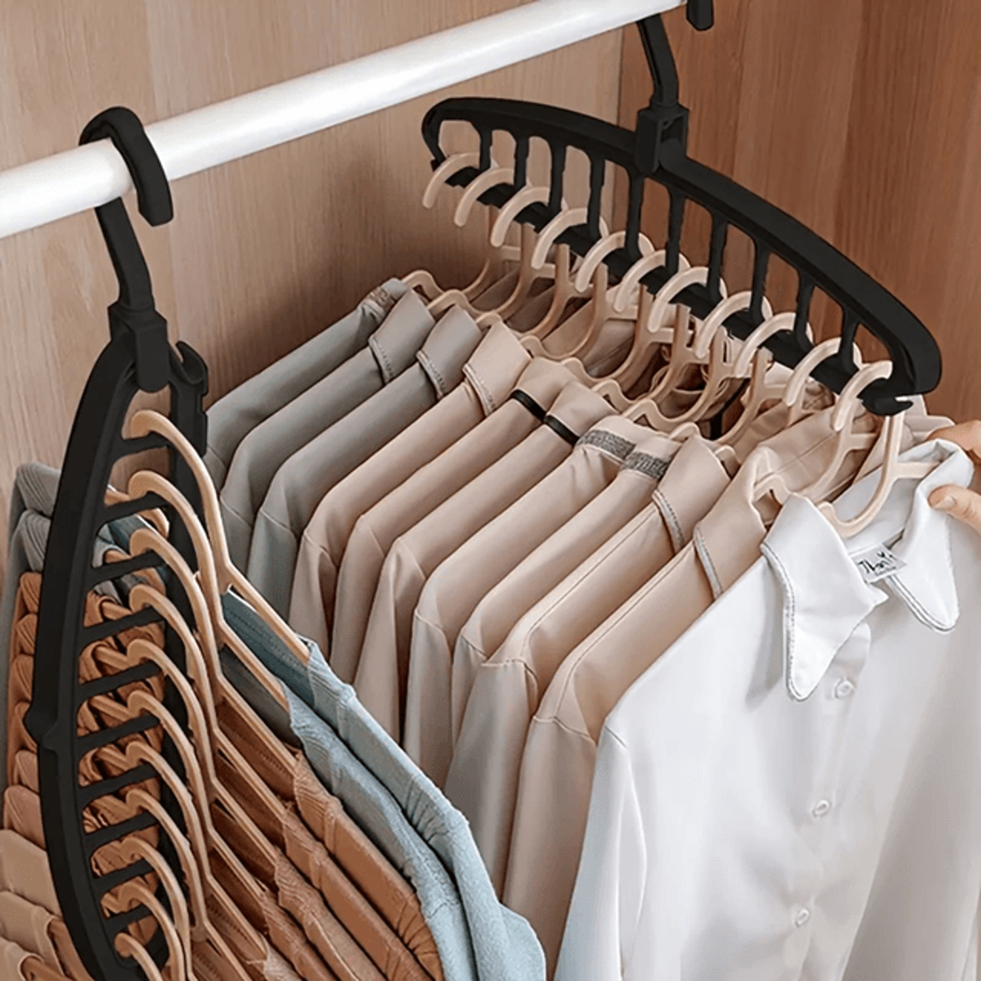 spacemax folding multi hole clothes hanger and wardrobe organizer for space saving storage