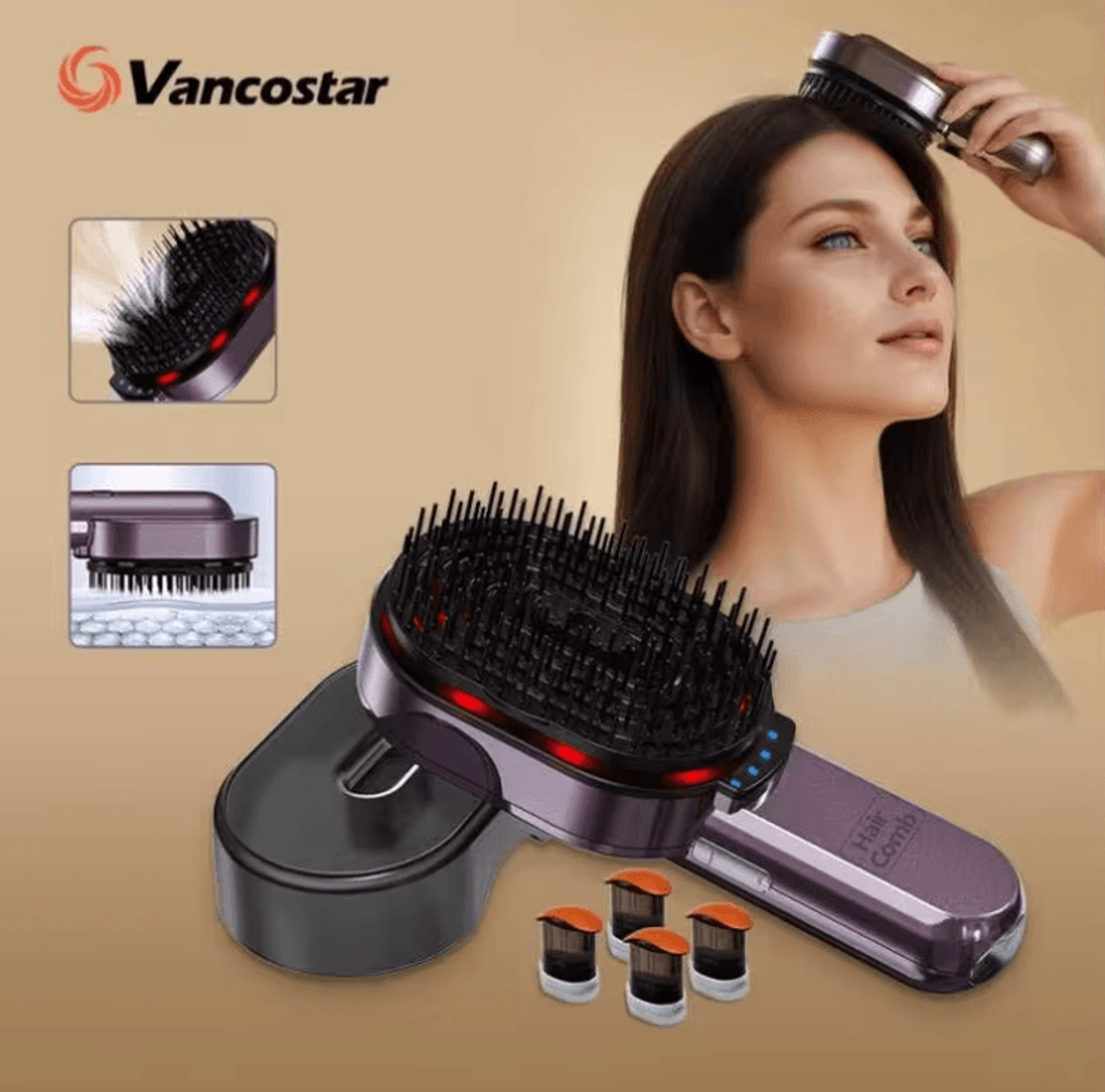rejuvacomb 4 in 1 hair massage comb with essential oil spray and photon therapy
