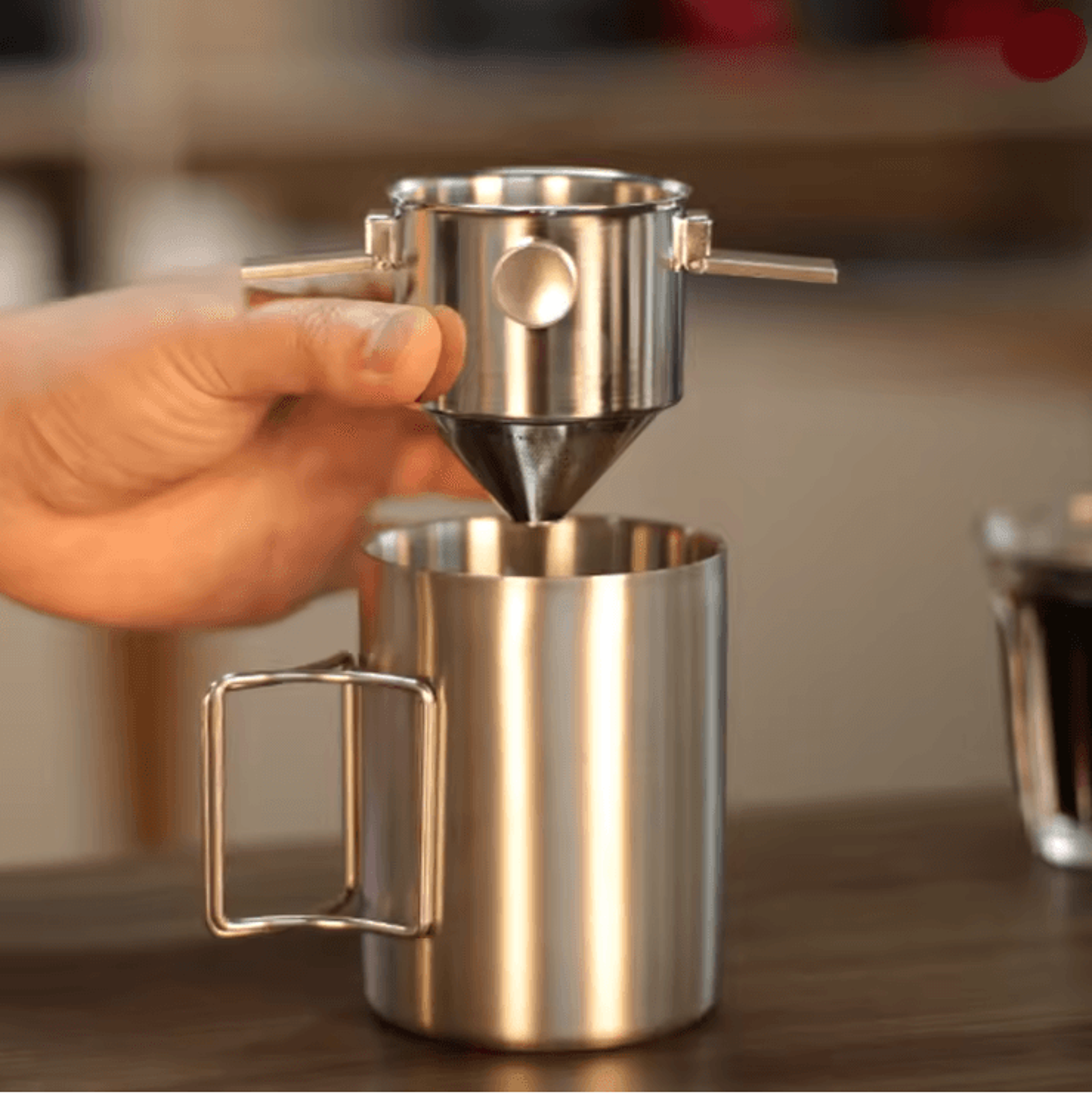 portable 304 stainless steel hanging ear coffee filter cup