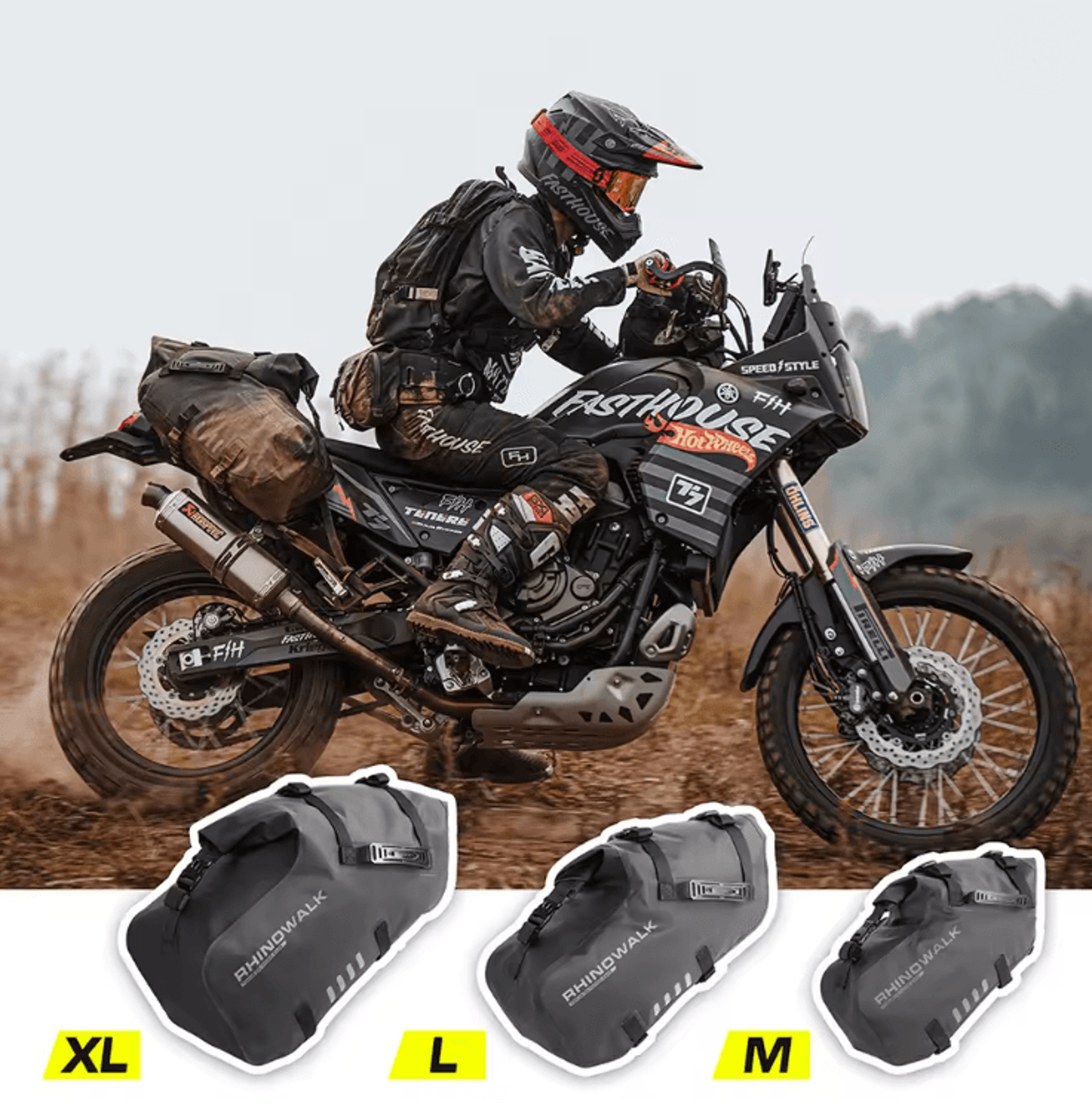 waterproof large capacity motorcycle pannier bag set 18l/28l/48l universal fit