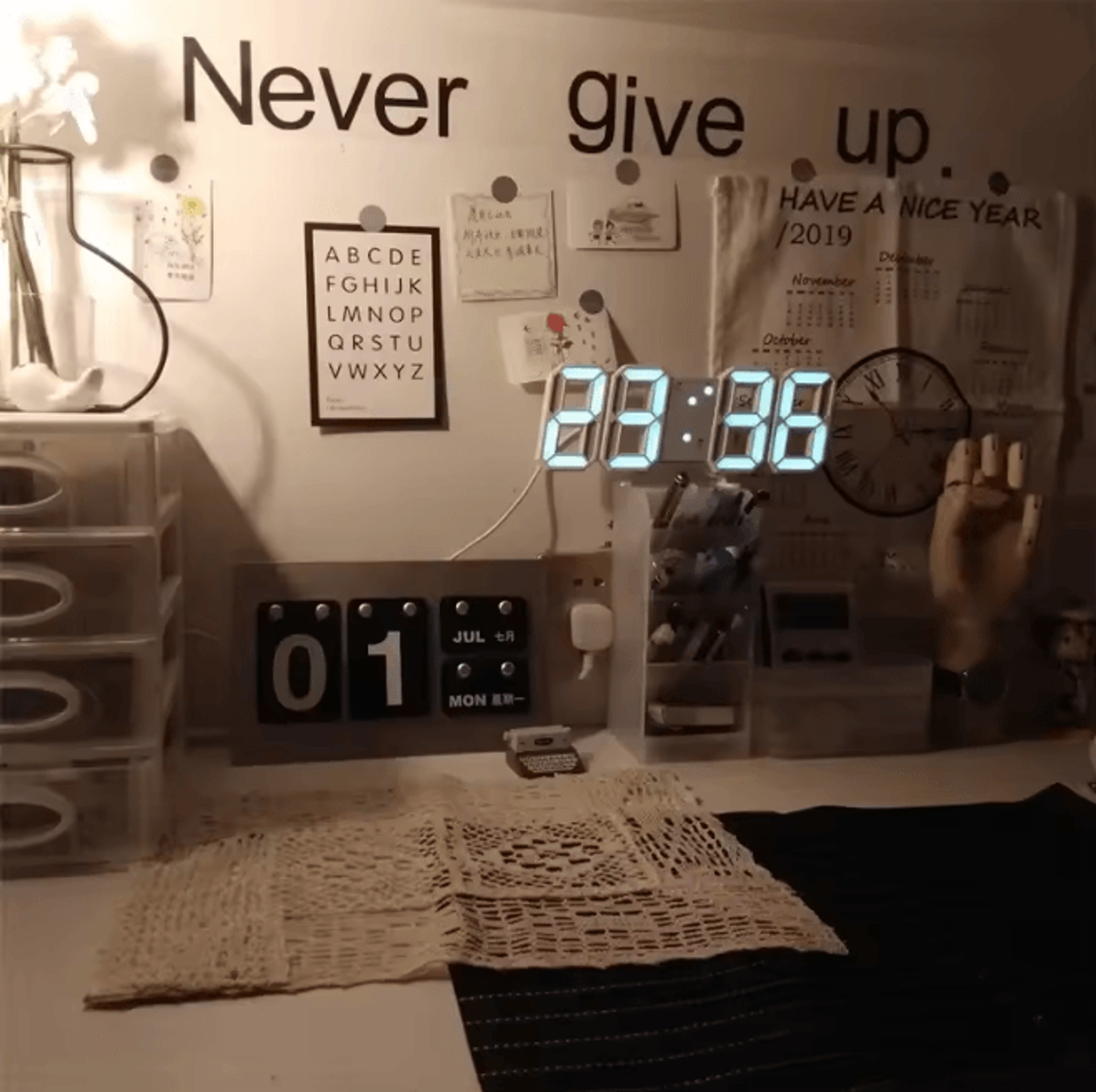 glowtime 3d led digital wall clock with adjustable brightness and night mode
