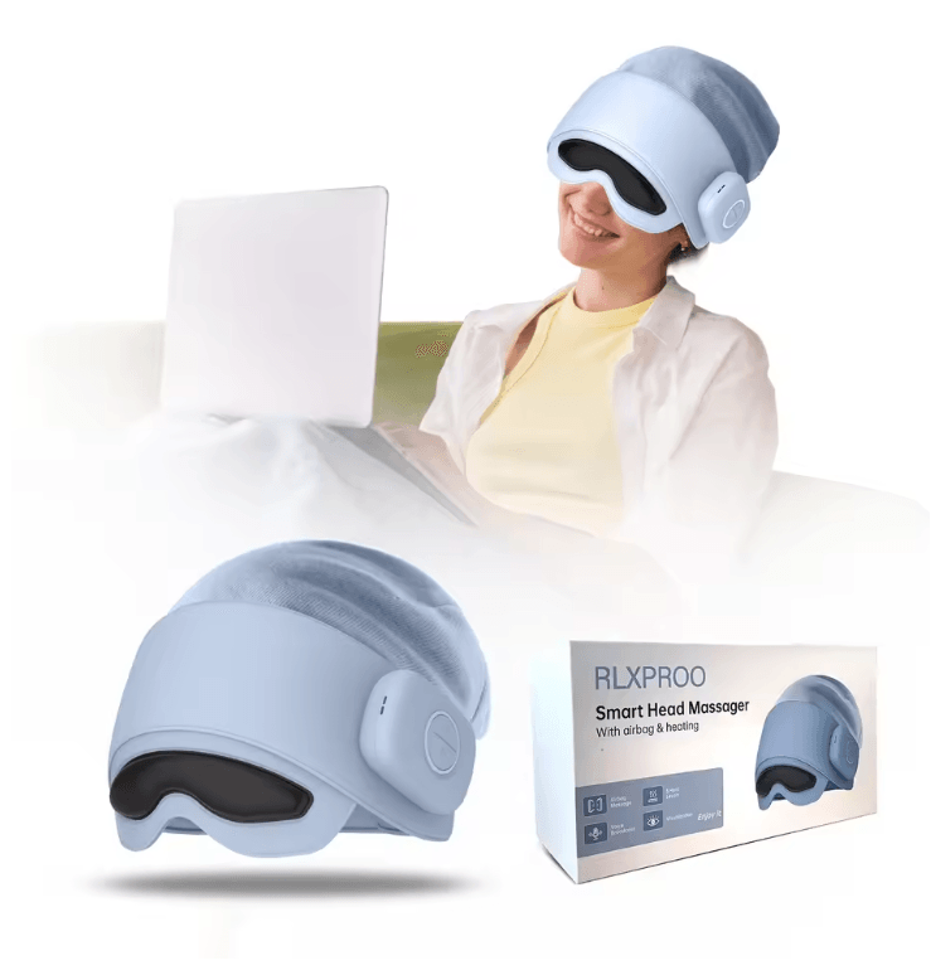 zenwave 4-mode head & eye massager with heat, vibration & bluetooth music