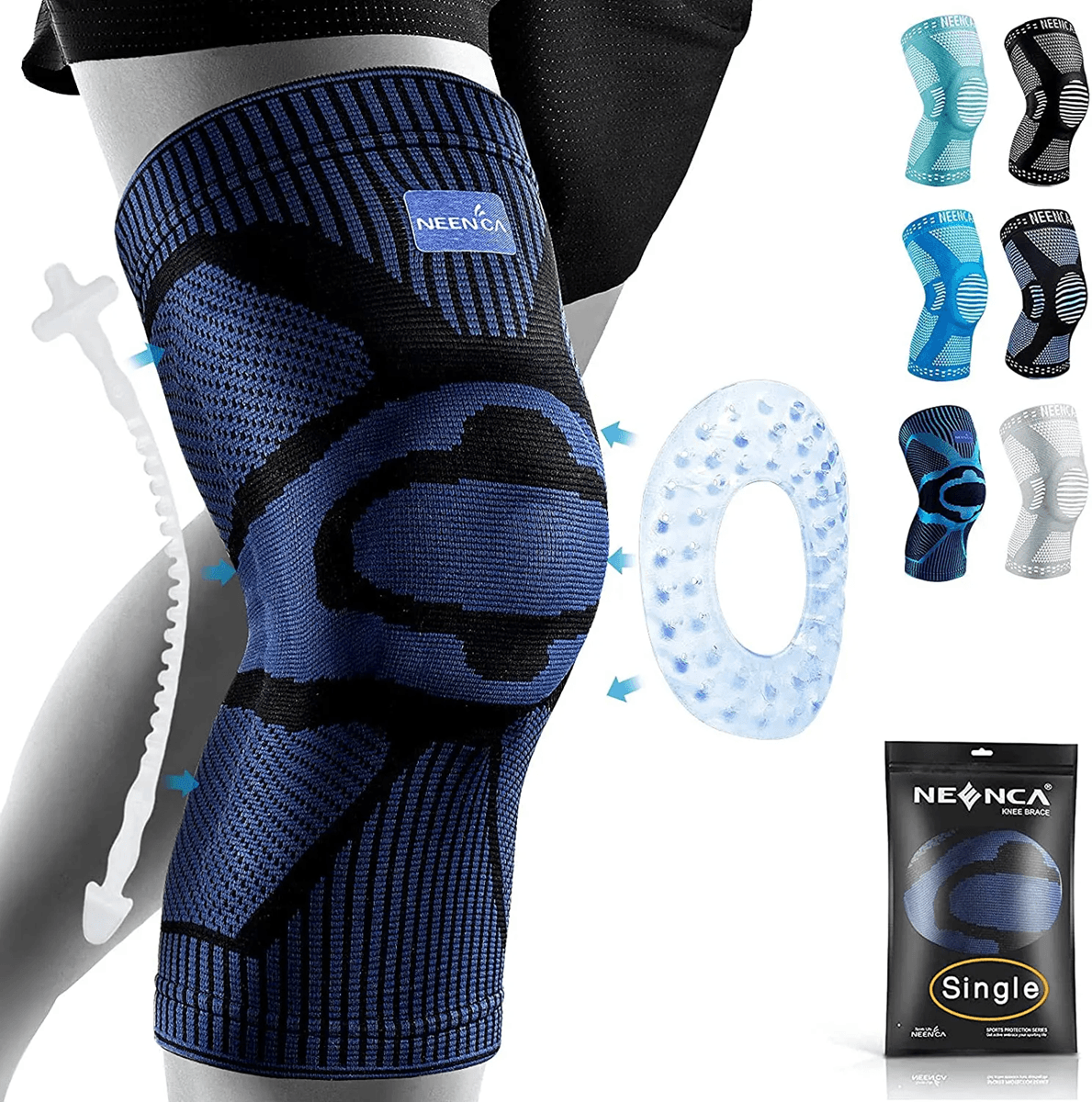 neenca pro knee support brace with patella gel and side stabilizers