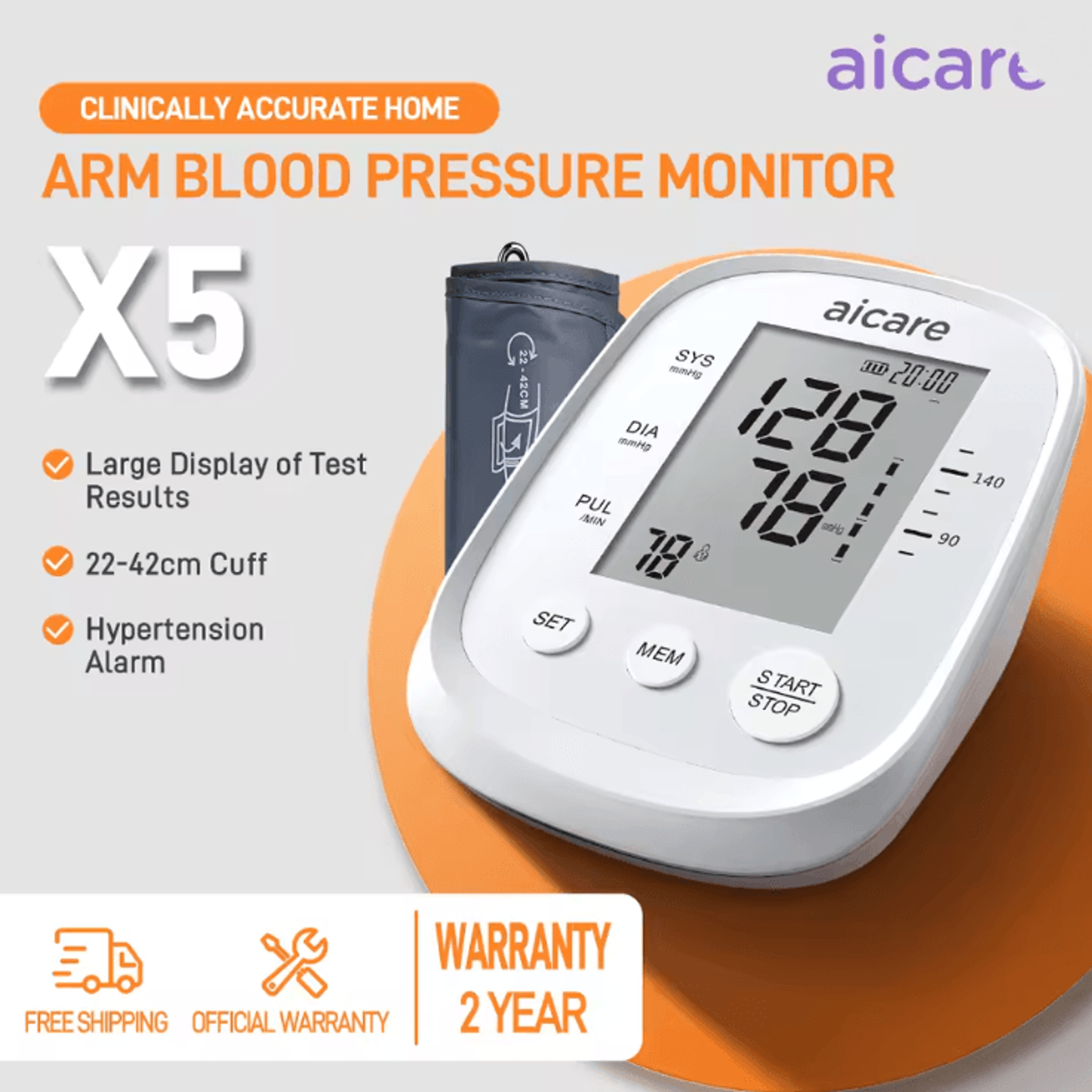 aicare blood pressure monitor upper arm automatic tonometer digital blood pressure meter bp medical sphygmomanometer pul