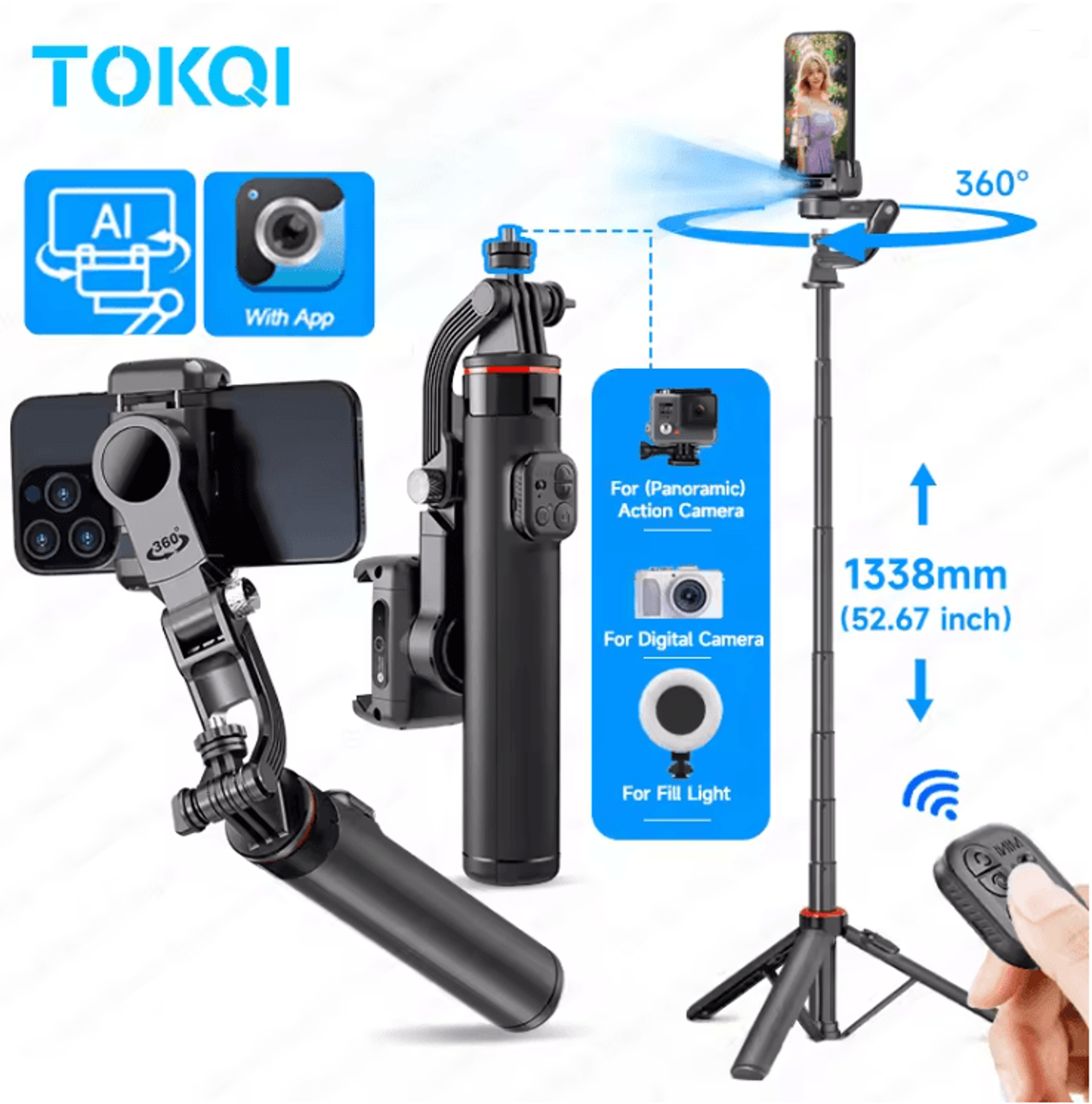 c22 smart ai face tracking gimbal stabilizer with tripod