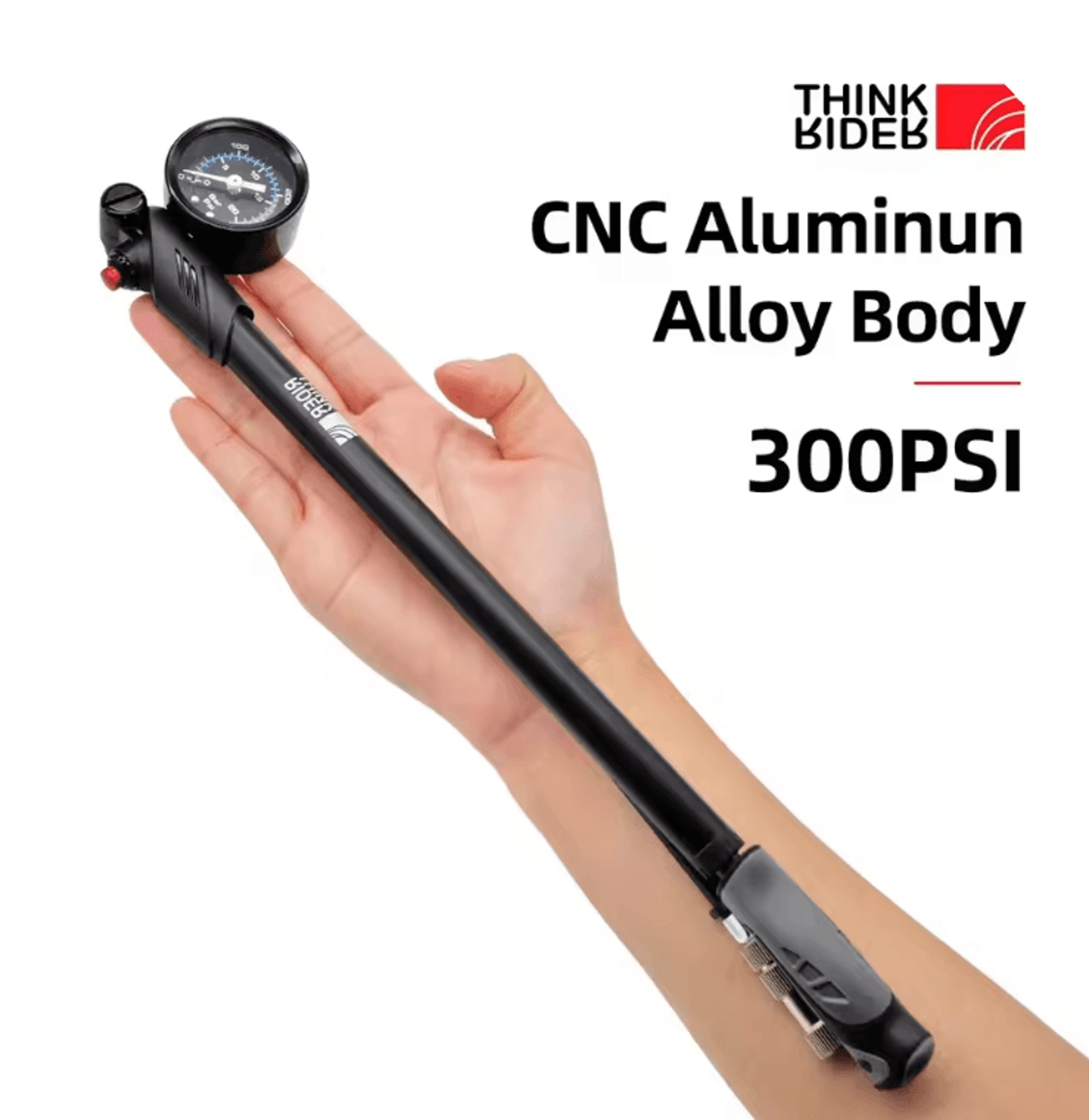 thinkrider 300psi portable bike shock pump with pressure gauge