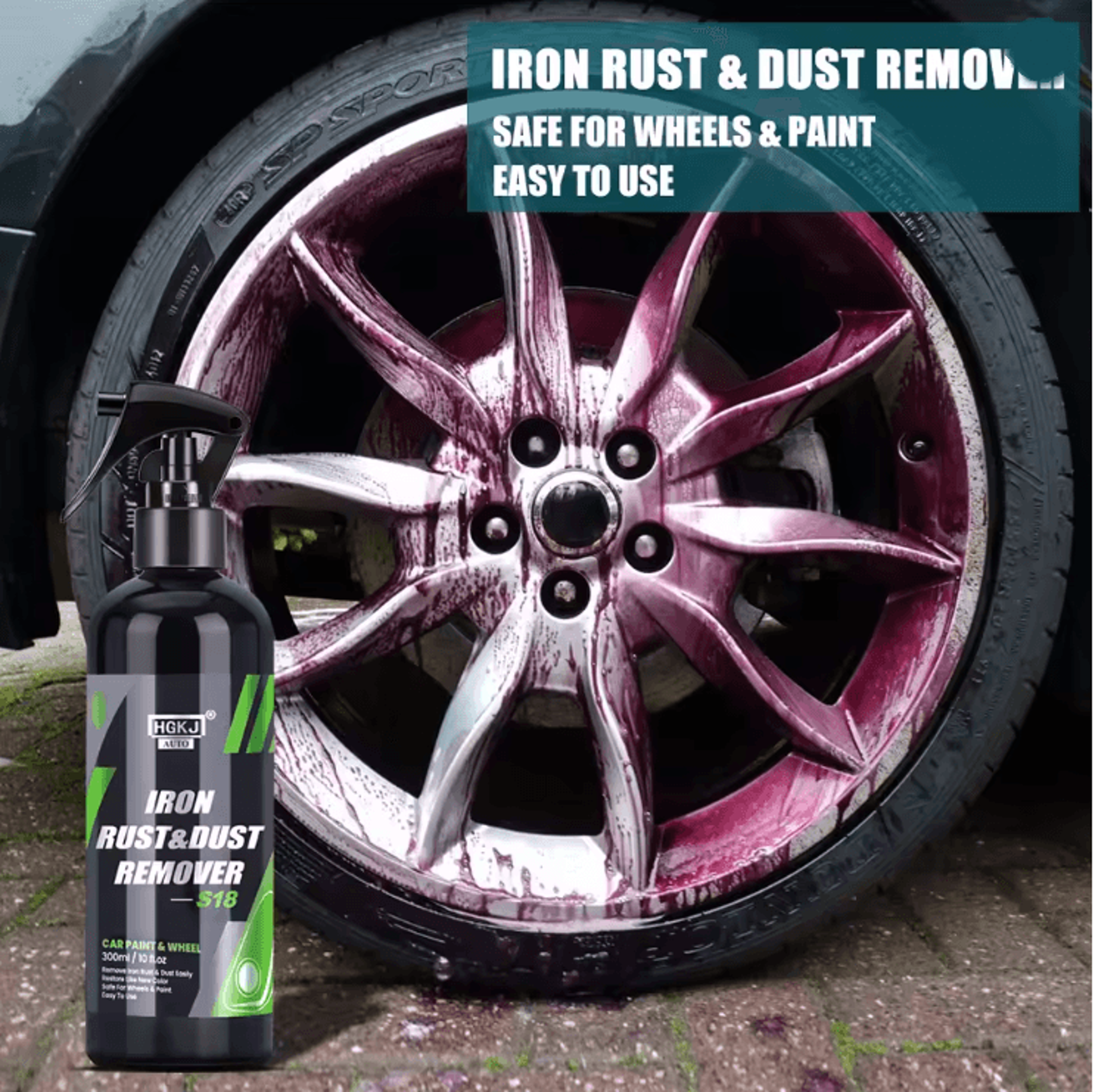 hgkj iron dust remover spray for car paint and wheels