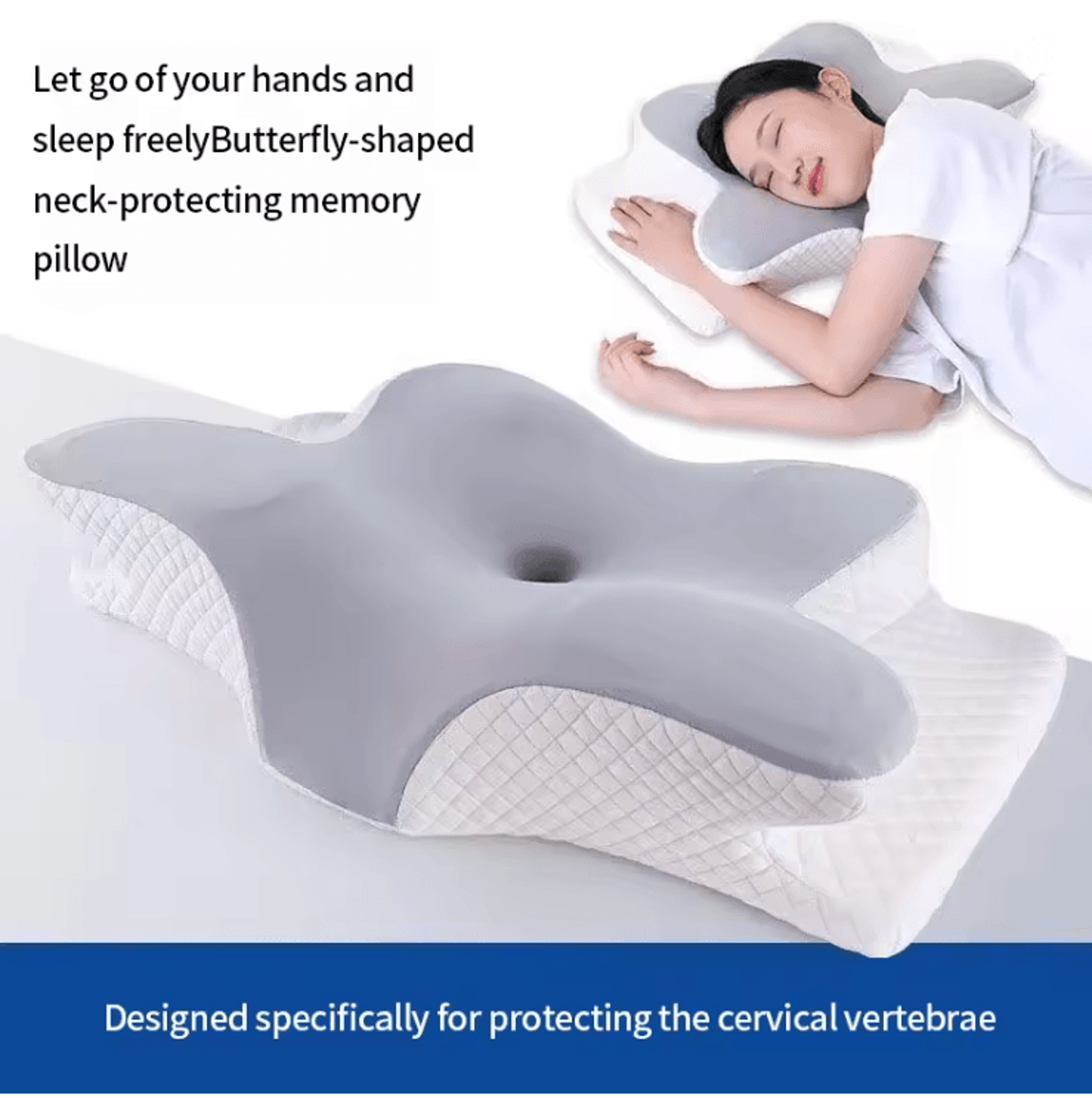 cooling memory cotton butterfly neck pillow