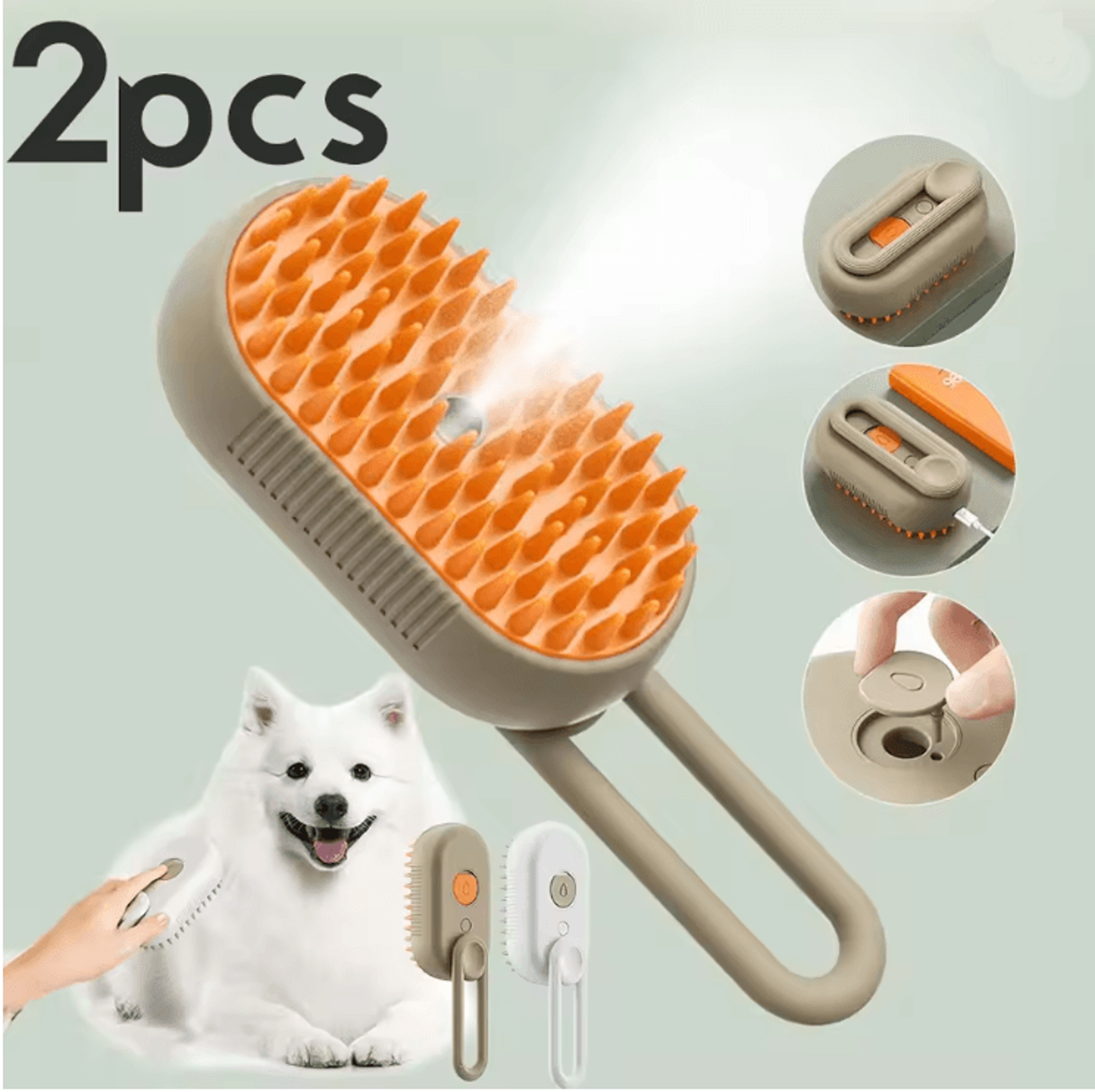 pawsteam 3 in 1 pet grooming brush with steam care