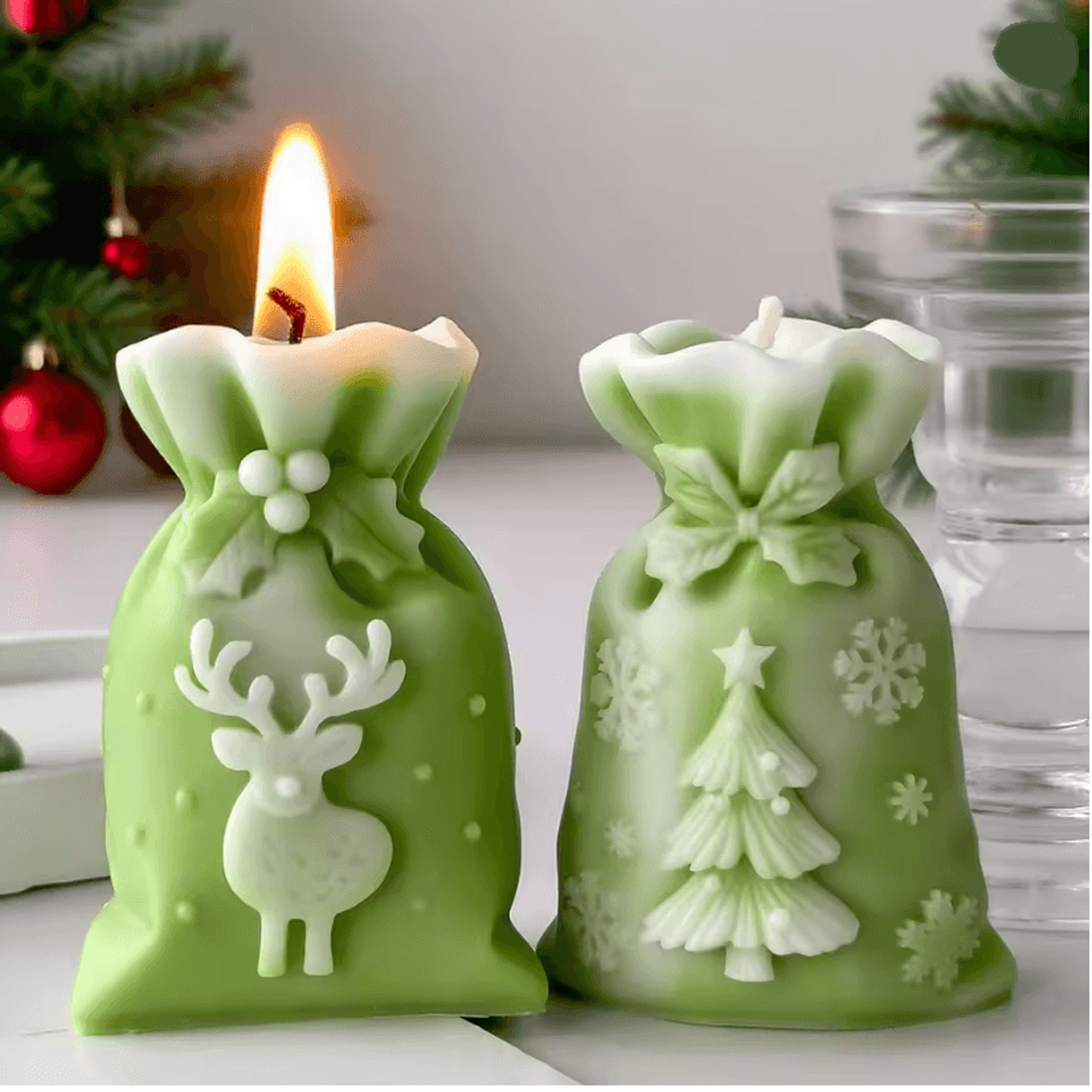 merryglow christmas gift bag candle silicone mold