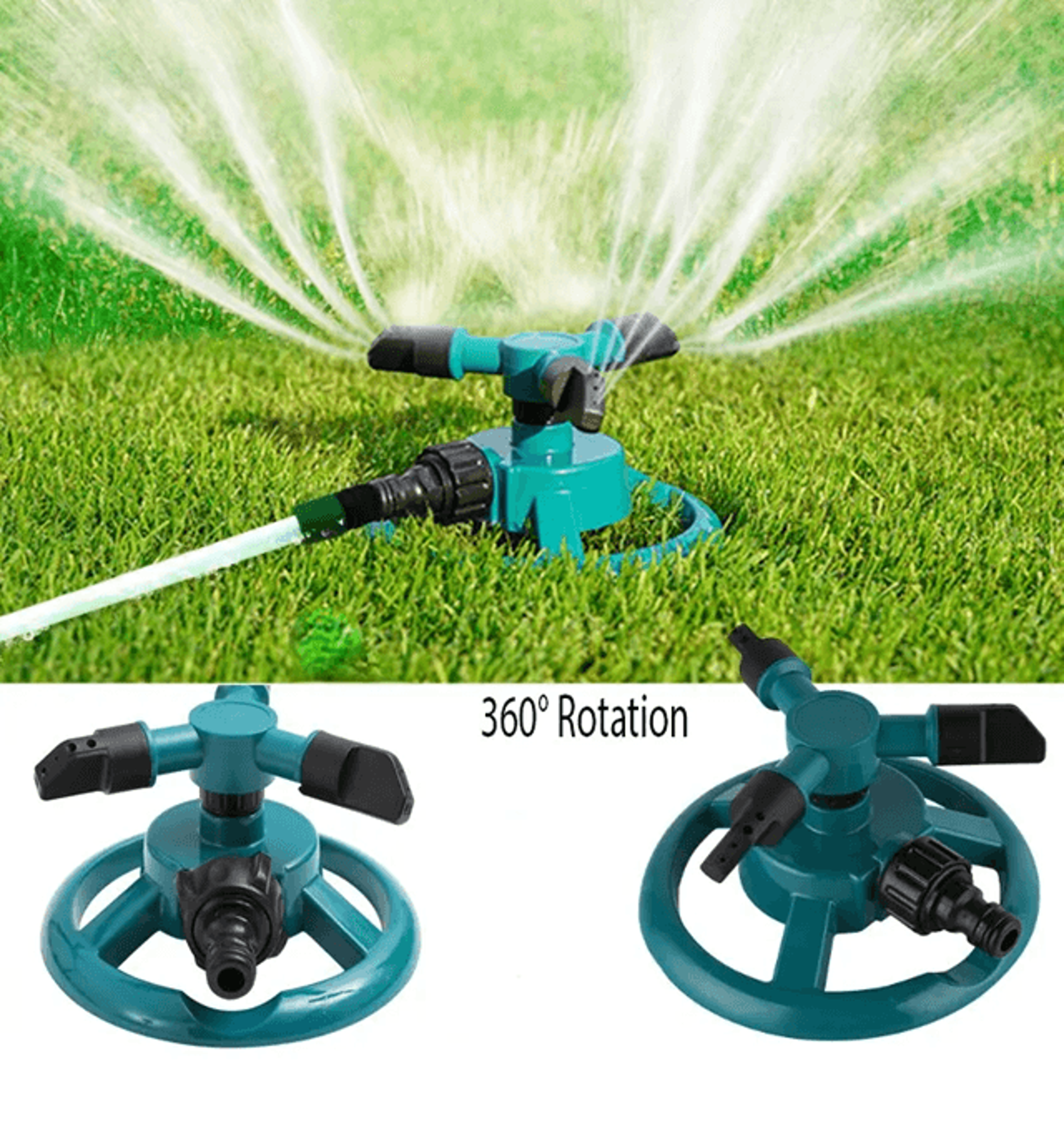 360° automatic rotating lawn sprinkler nozzle with wide coverage irrigation