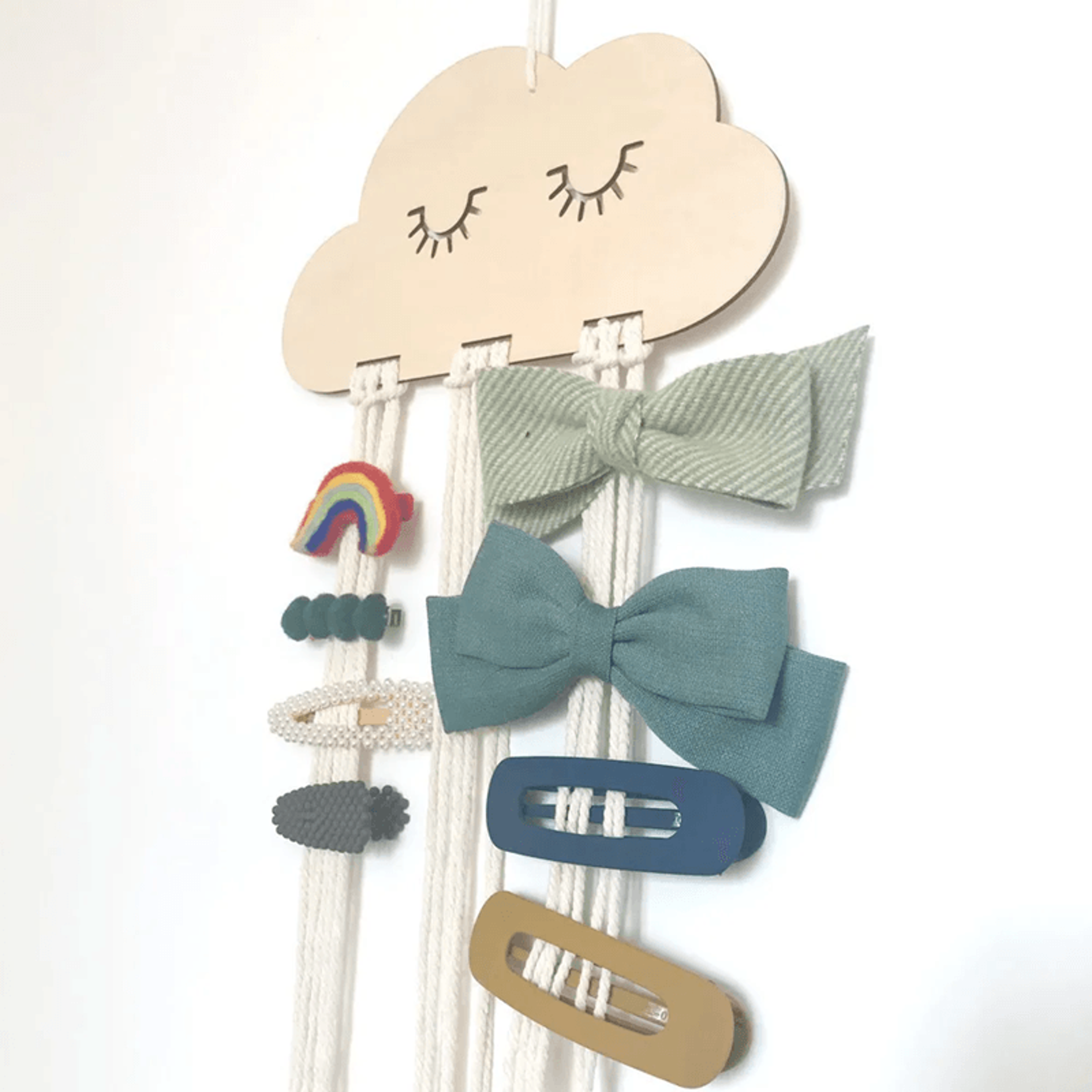 cloud-shaped solid wood hair-accessory & jewelry organizer