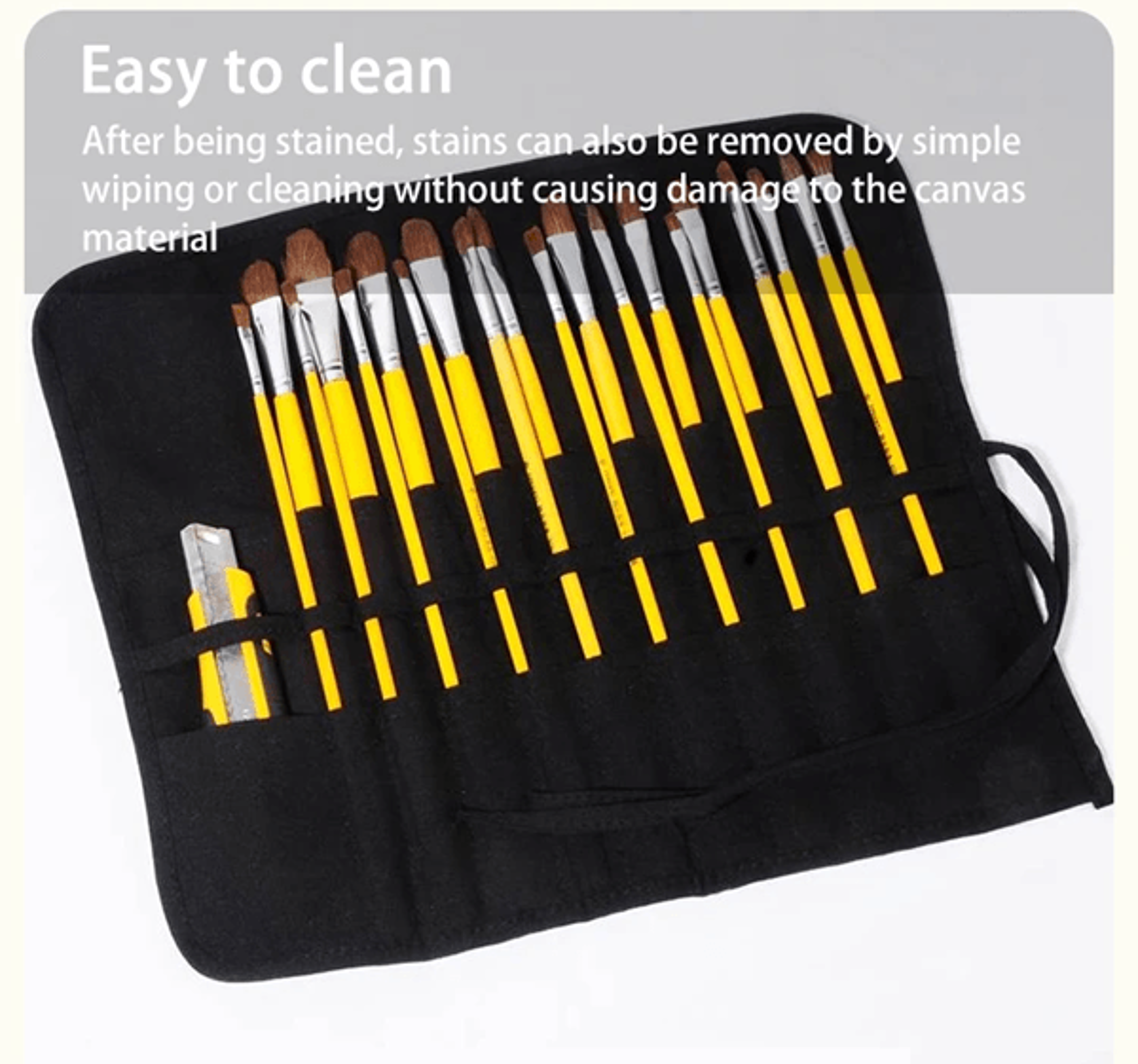 artist 22-slot roll-up brush storage bag for watercolour gouache and calligraphy brushes