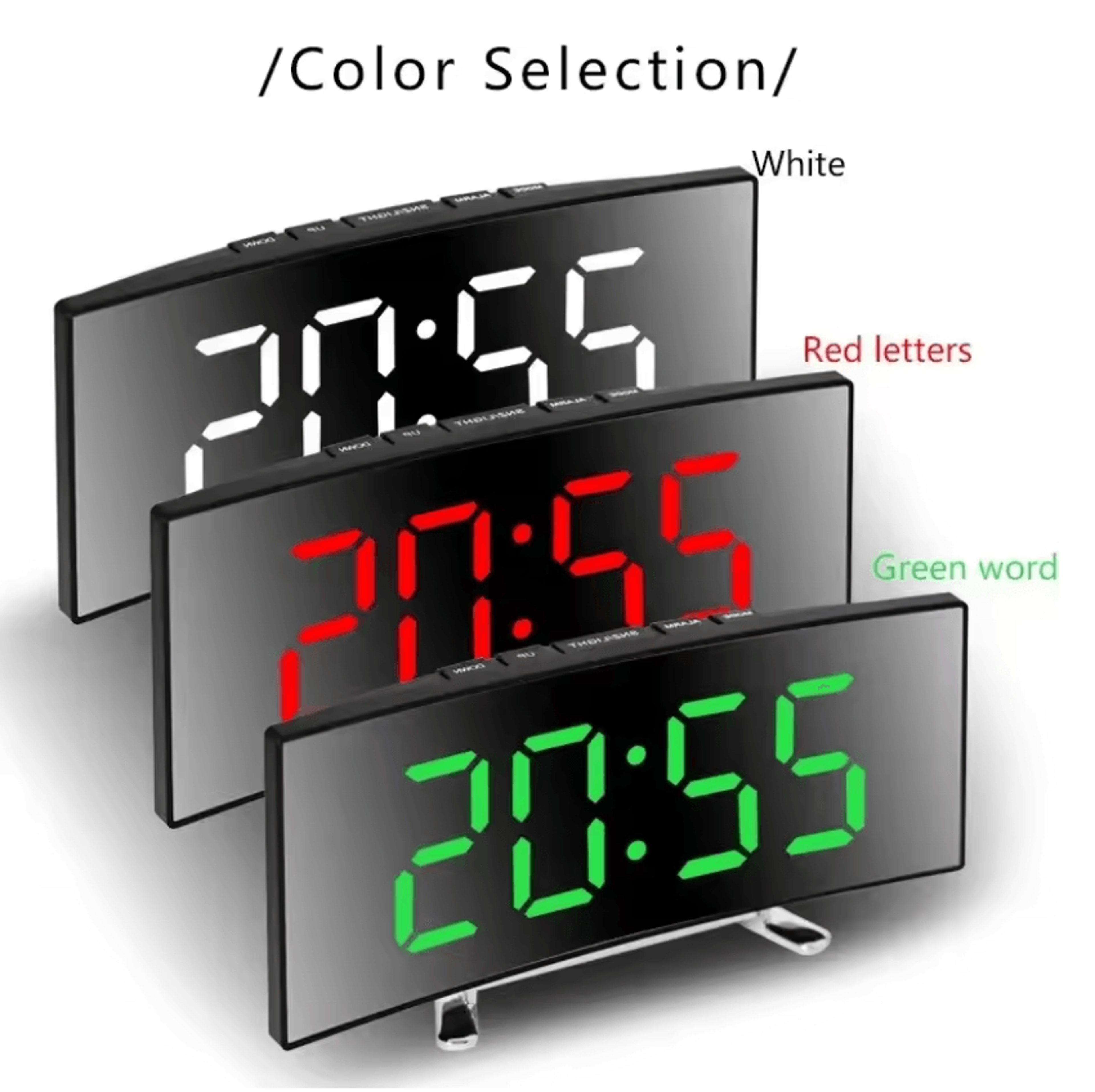lumicurve led mirror alarm clock