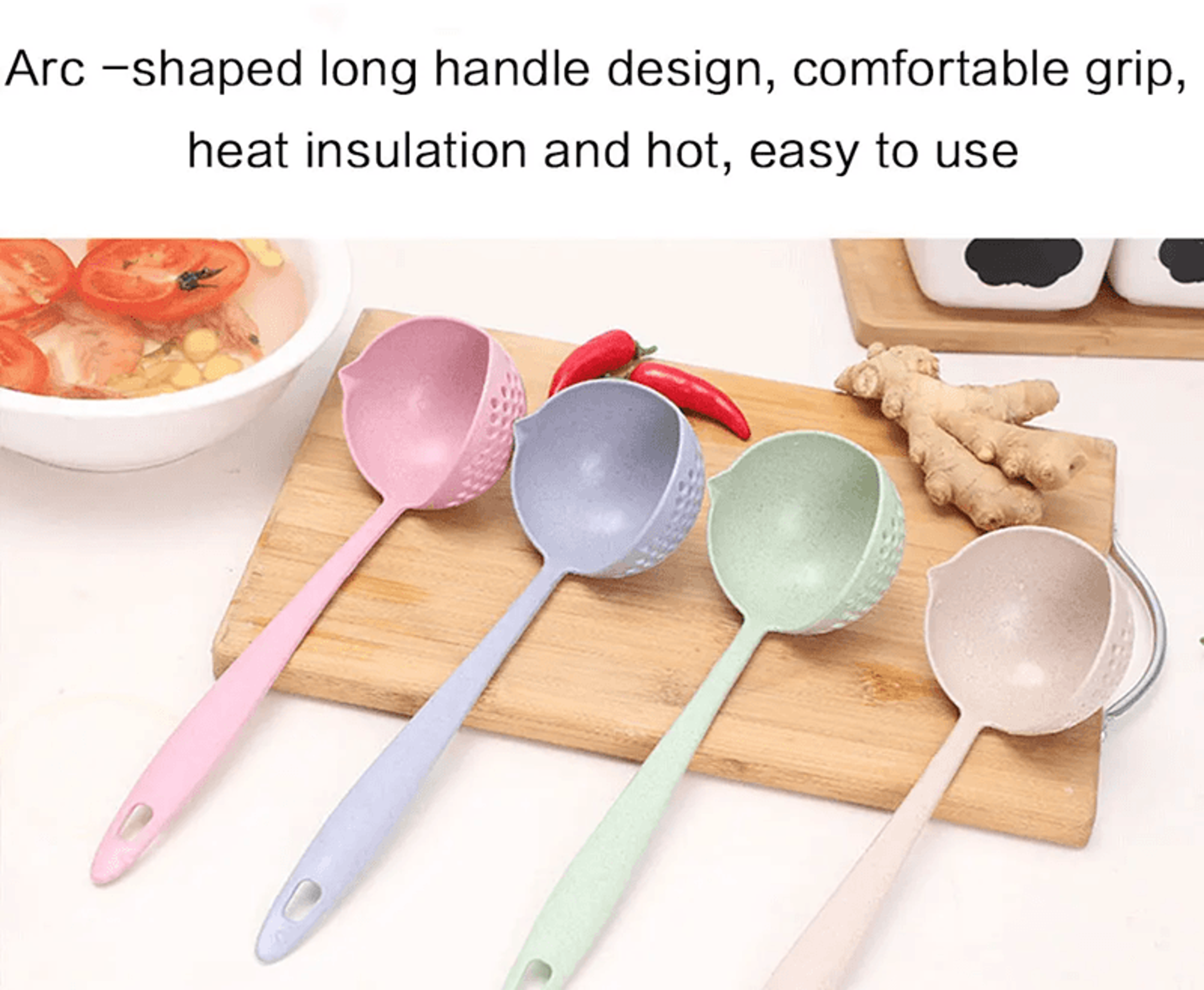 dualserve 2 in 1 kitchen colander spoon – long handle hot pot strainer and serving ladle