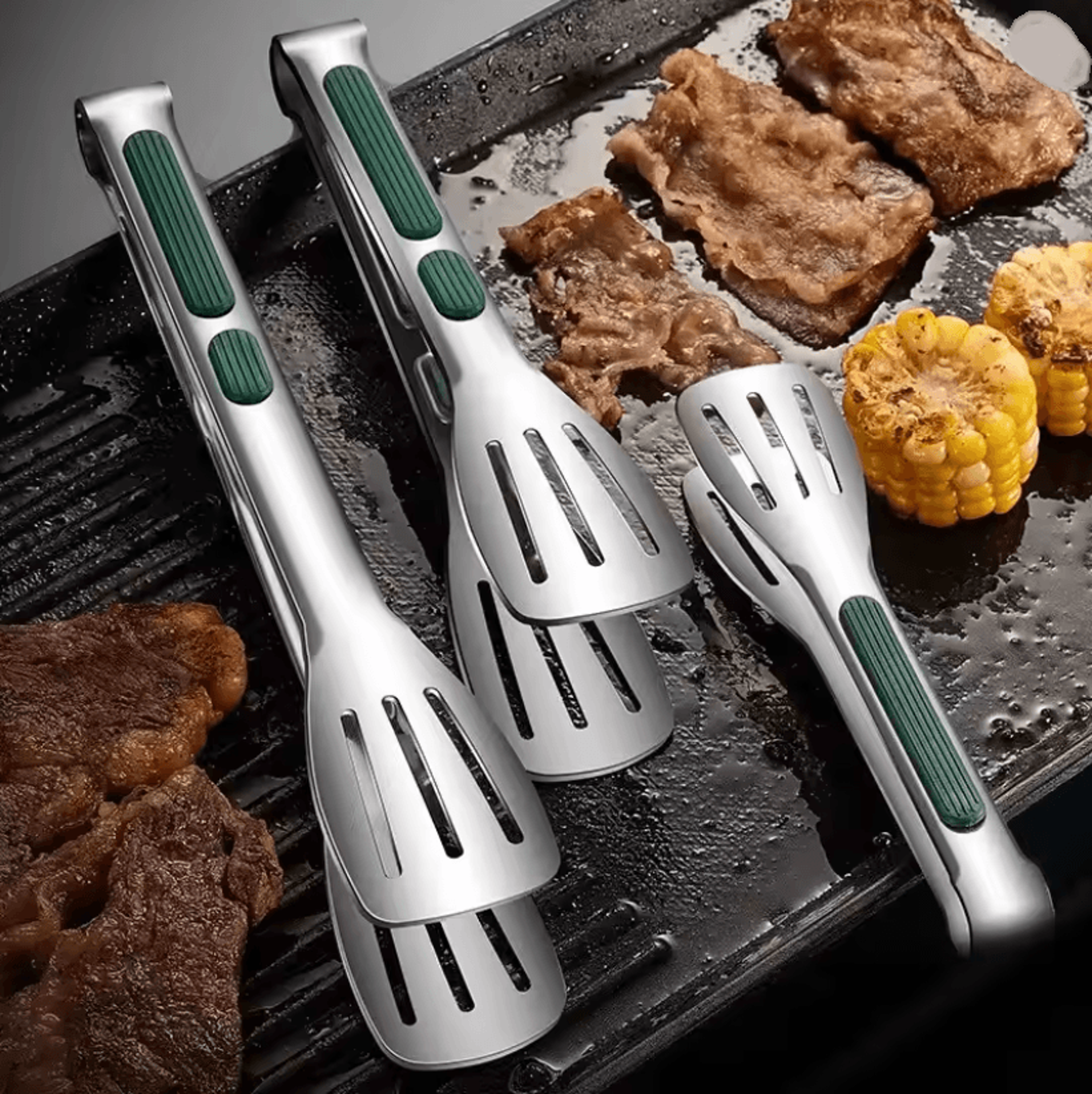 gripease stainless steel food tongs