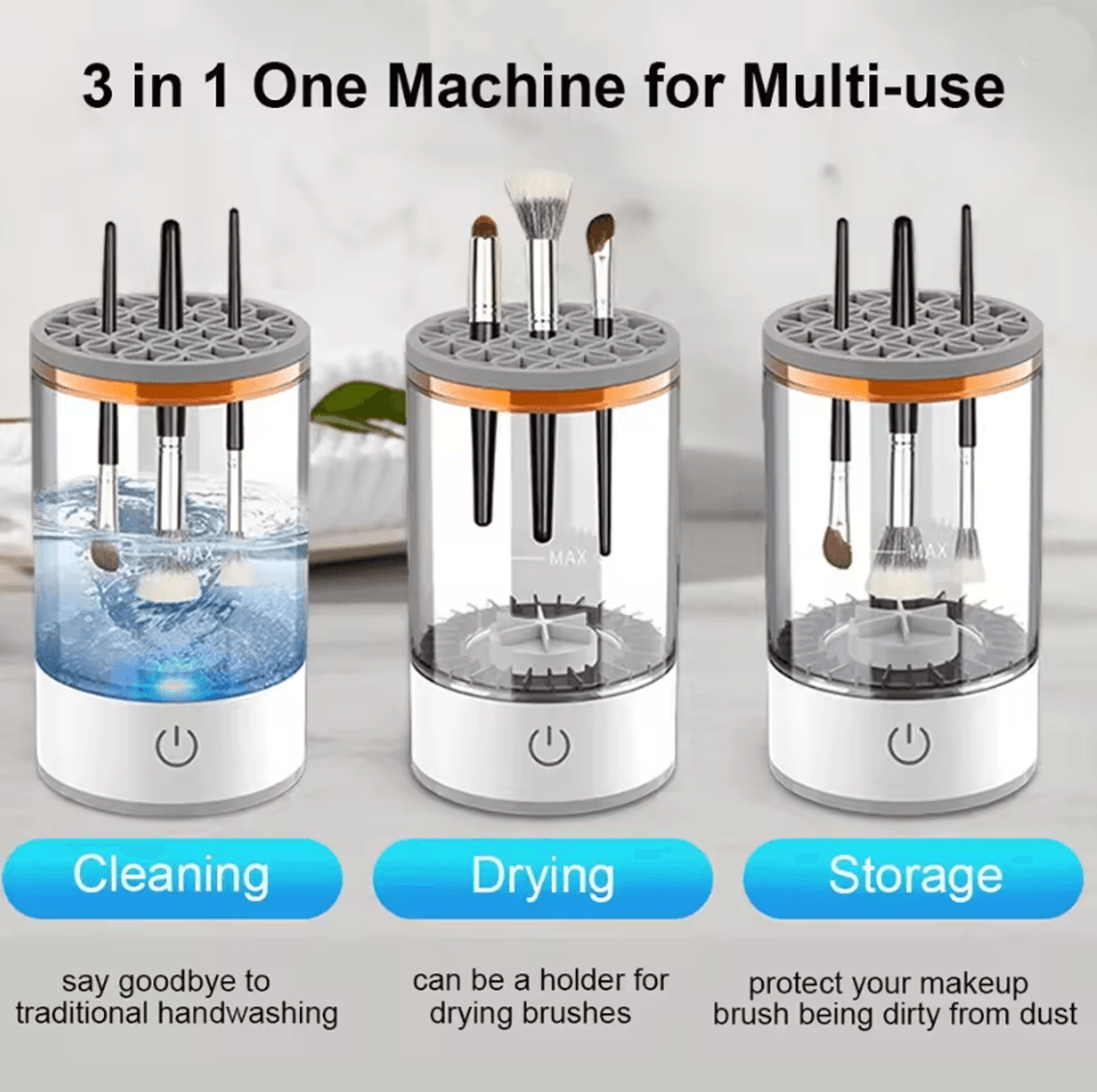 glowspin electric makeup brush cleaner automatic rechargeable cleaning tool