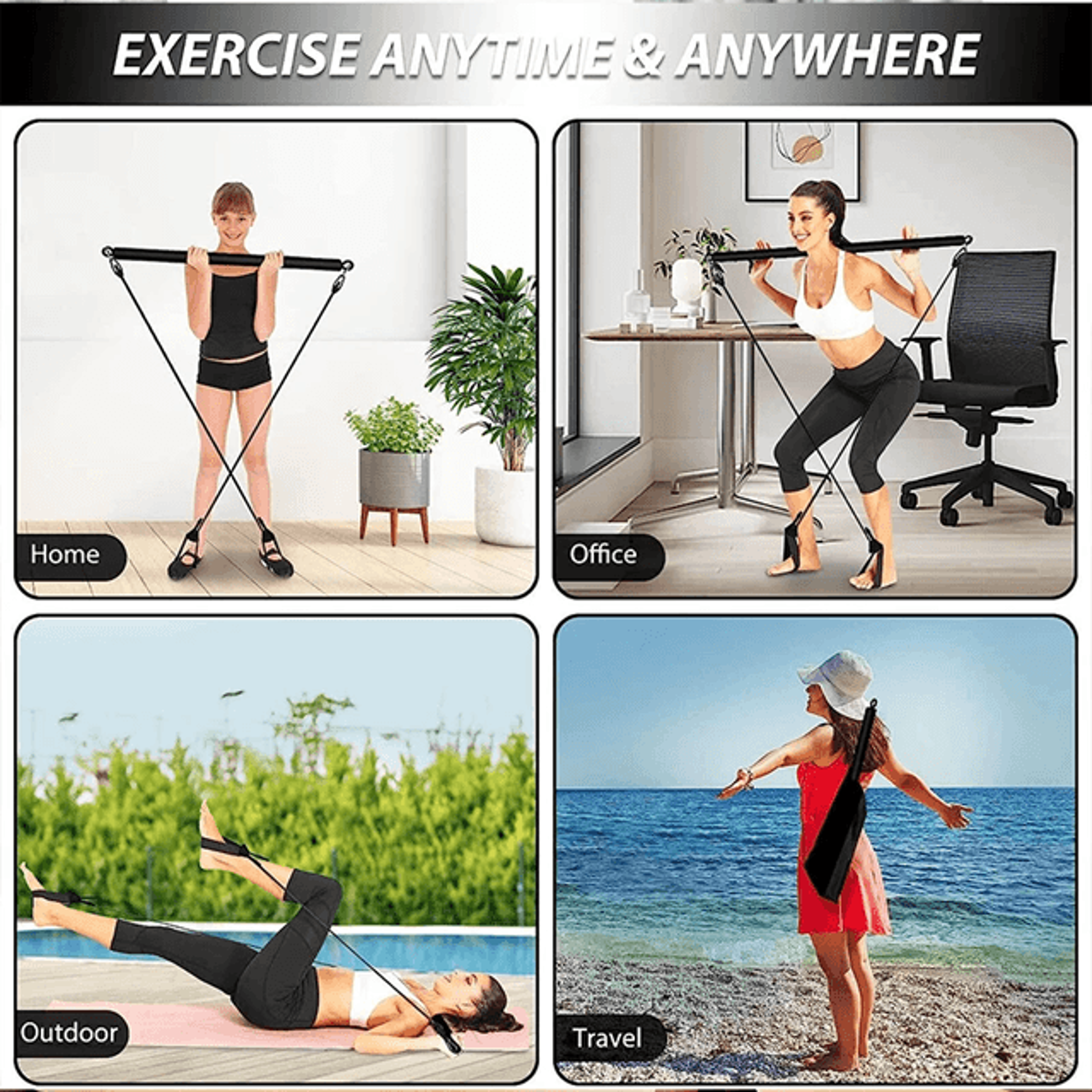 flexcore multifunctional pilates bar – portable yoga resistance band and full body toning trainer