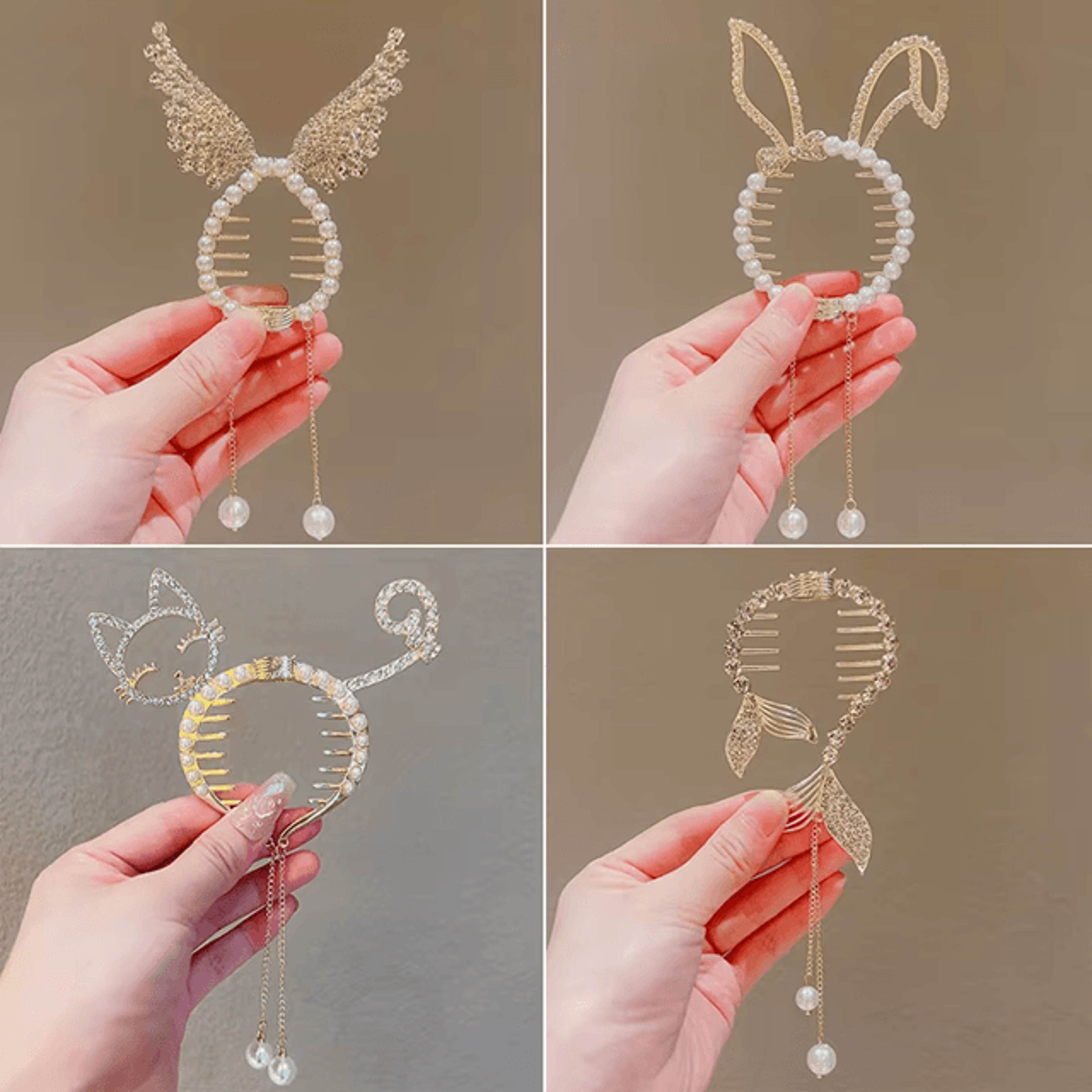 angelgleam tassel hair clip – elegant wing and pearl hair accessory for girls and women