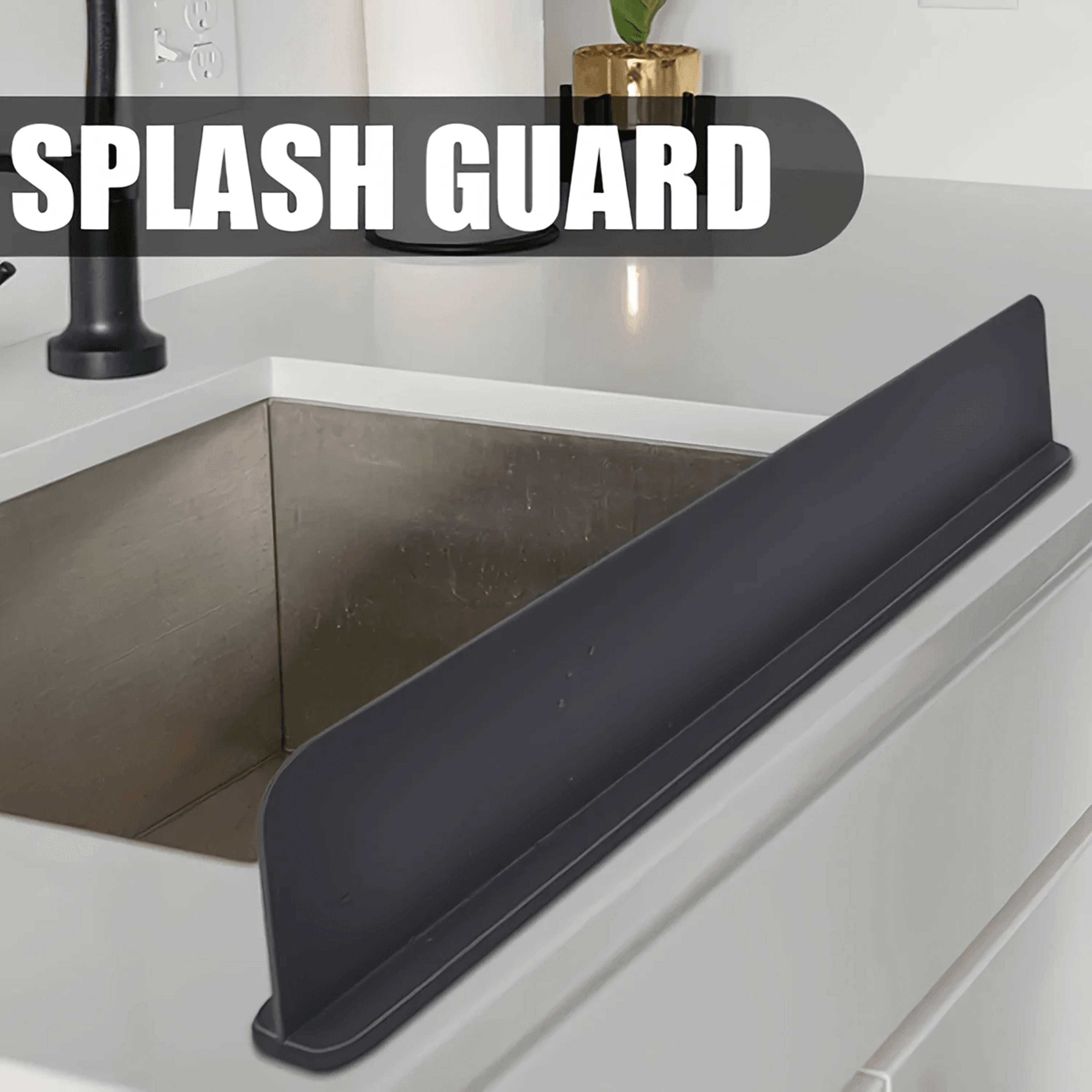 aquashield silicone sink splash guard – non-slip water barrier with suction cups for kitchen and bathroom