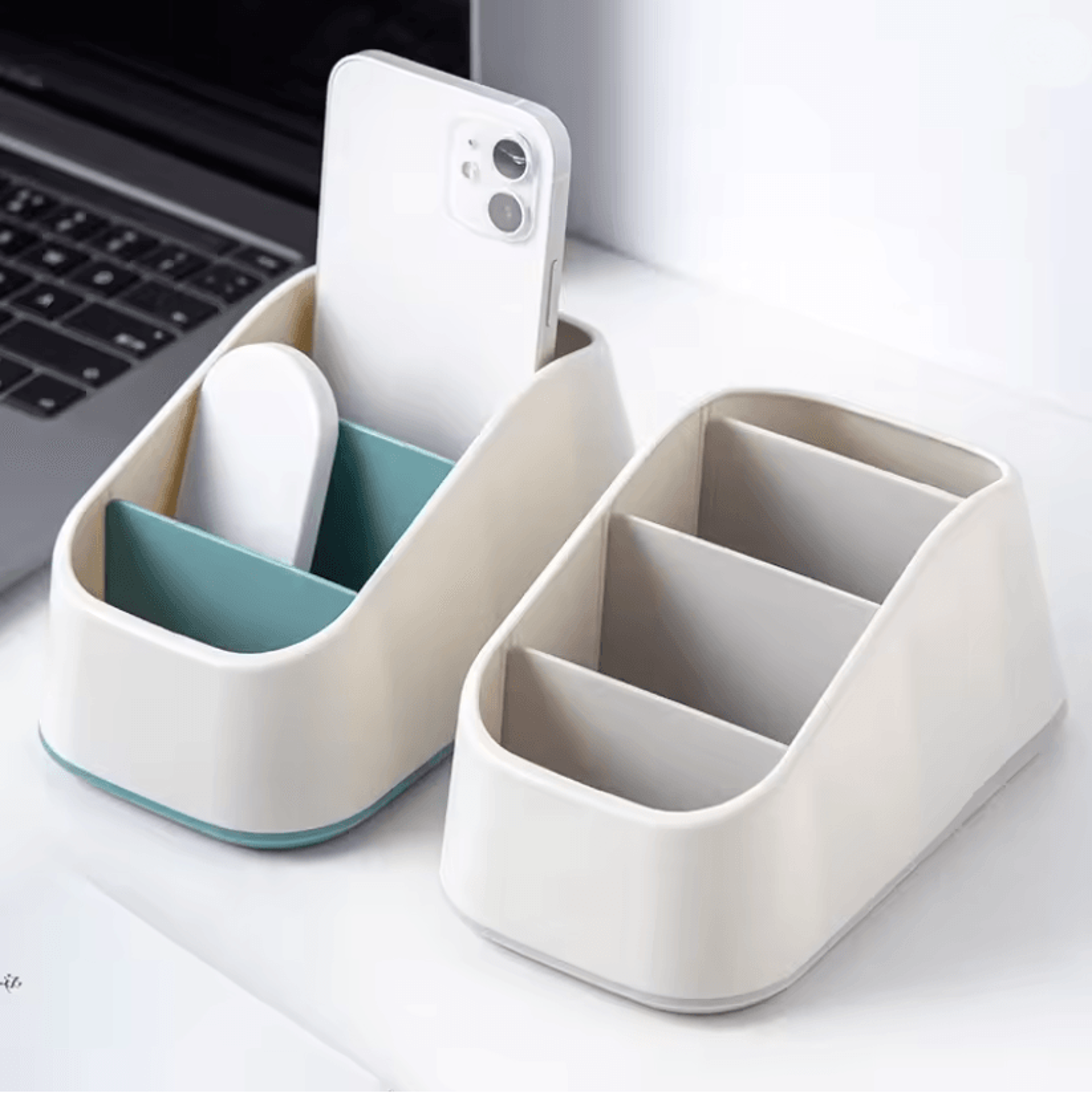 neatspace remote control and desktop organizer 4 slot storage box for home and office